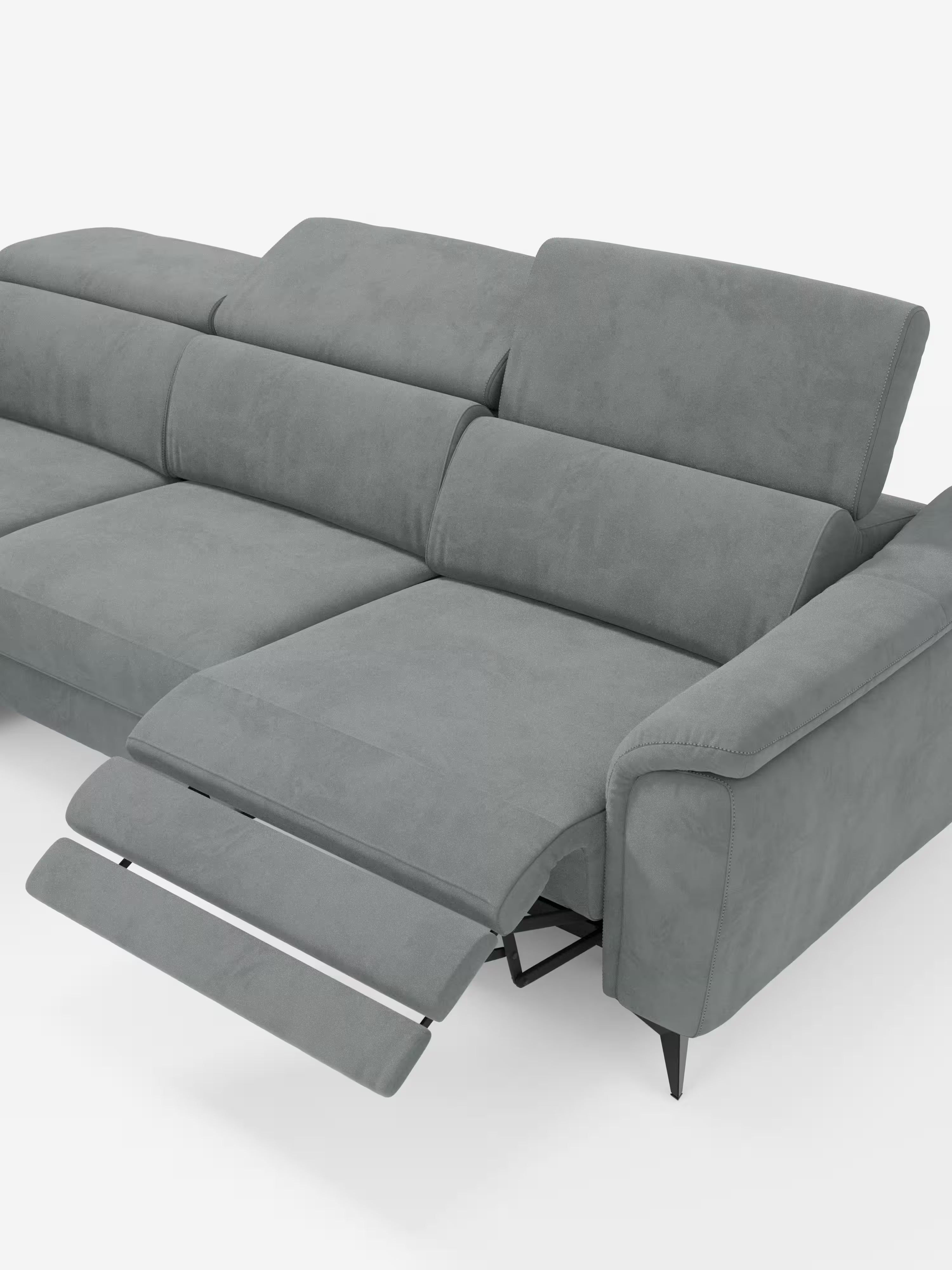 Arcos sofá con península – reposacabezas reclinables, asientos extraíbles o relax eléctrico en microfibra antimanchas