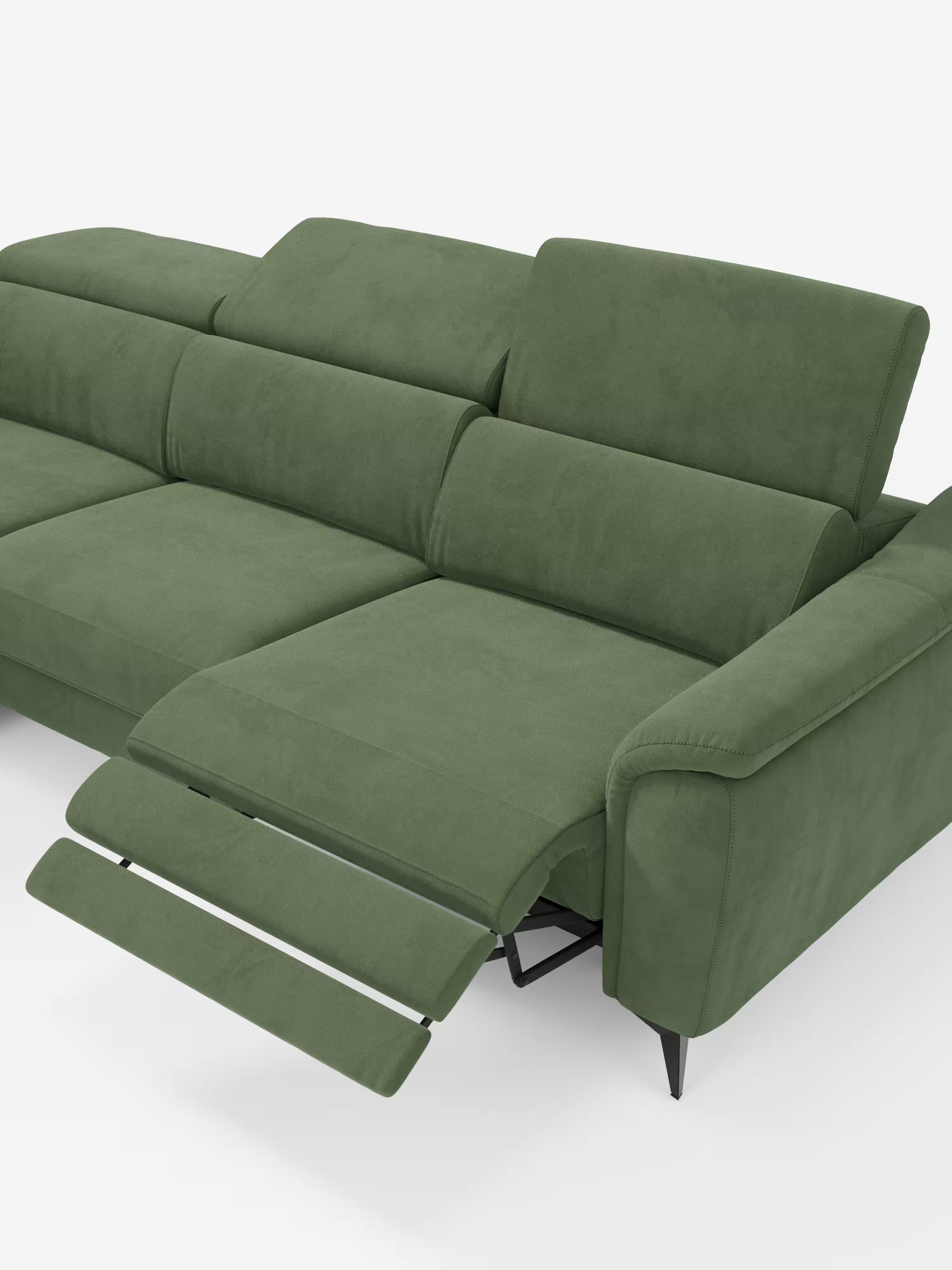 Arcos sofá con península – reposacabezas reclinables, asientos extraíbles o relax eléctrico en microfibra antimanchas