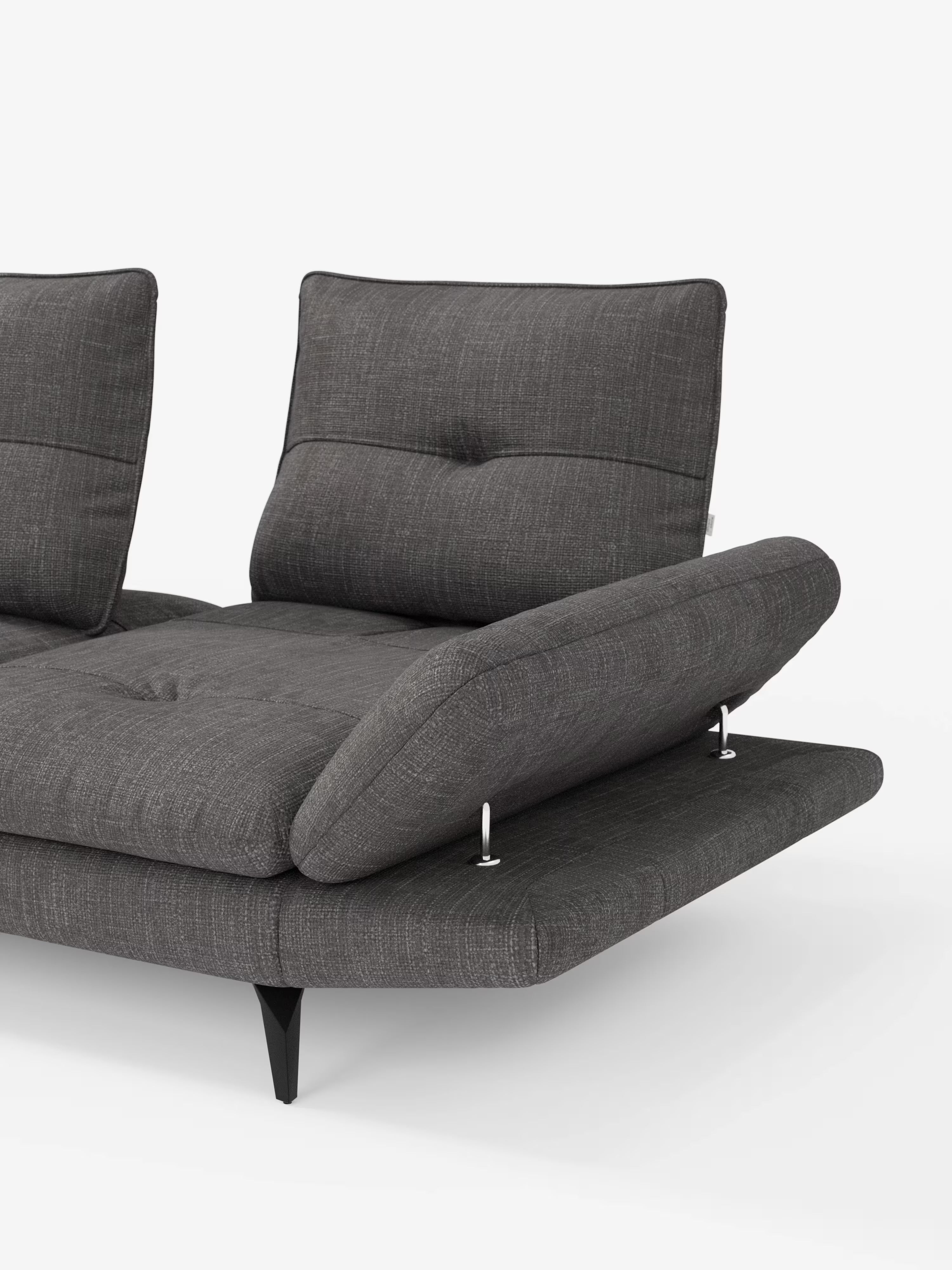 Ardex divano angolare traslante 6 posti in ciniglia impermeabile – schienali e bracciolo regolabili