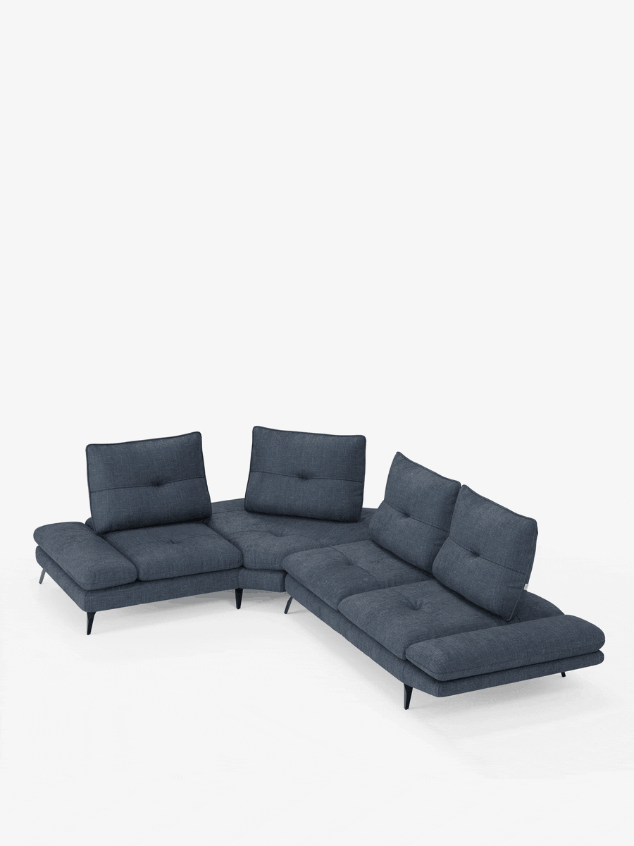 Ardex divano angolare traslante 6 posti in ciniglia impermeabile – schienali e bracciolo regolabili