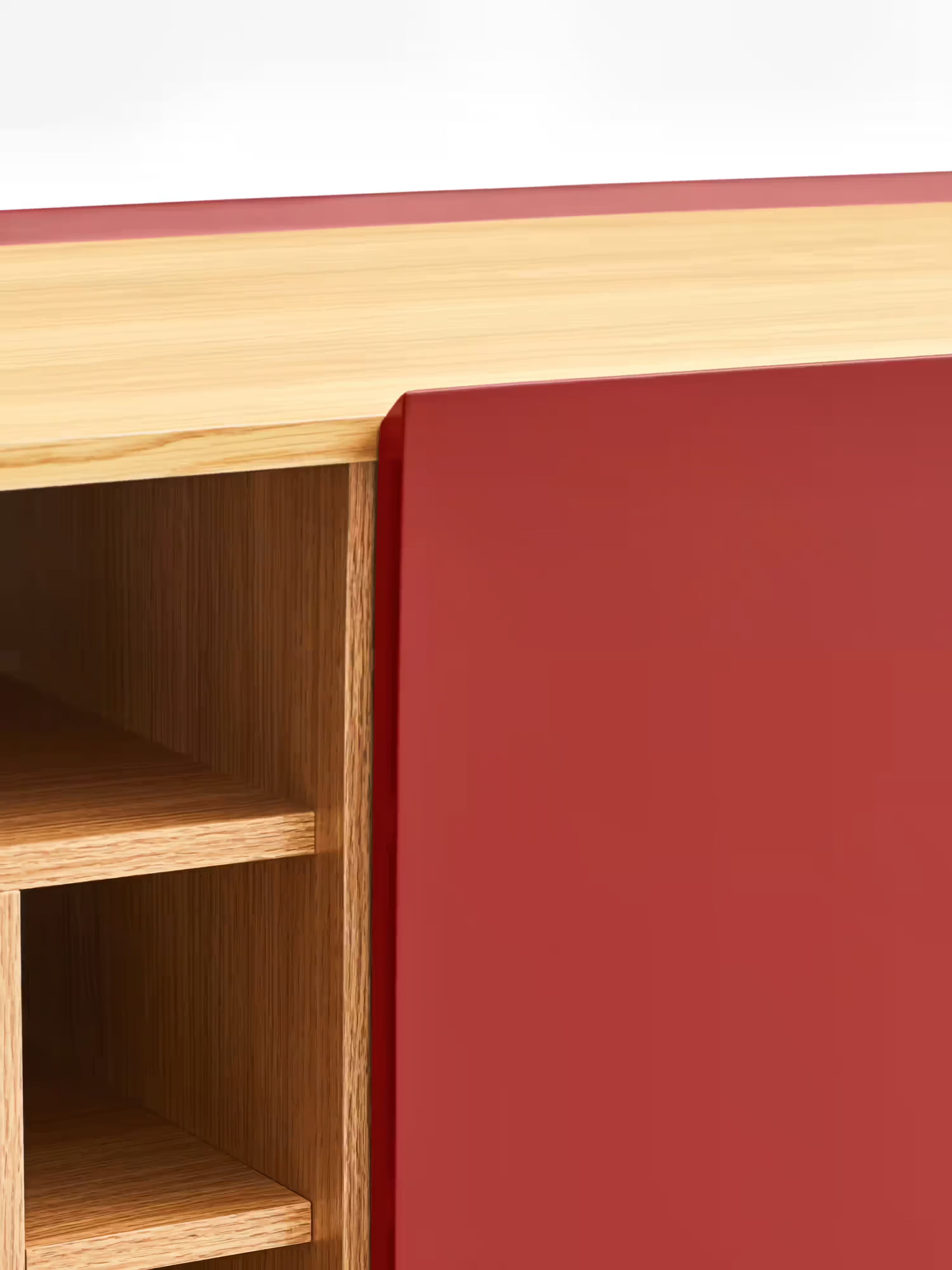 Arista aparador alto burdeos y roble claro - 3 puertas y 10 compartimentos para botellas 95 x 120 cm