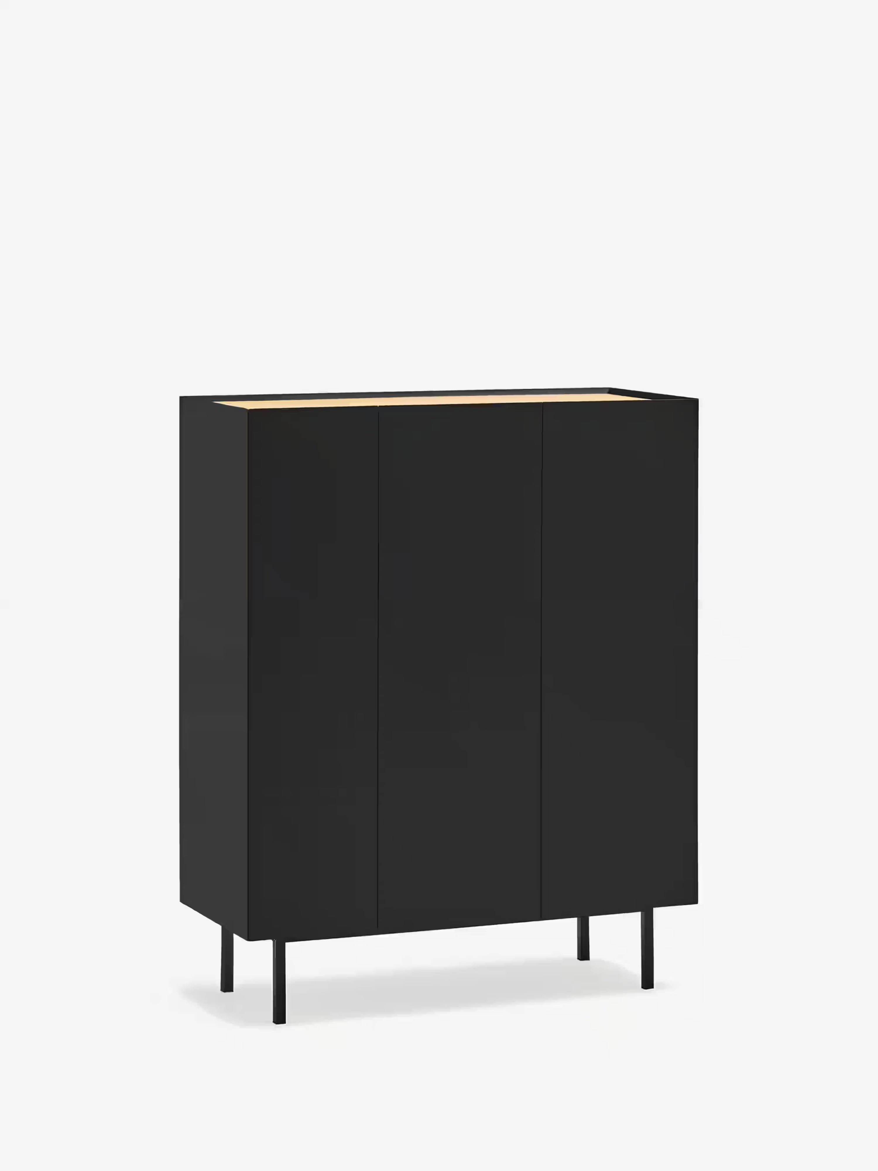 Arista aparador alto negro y madera de roble - 3 puertas y 10 compartimentos para botellas 95 x 120 cm
