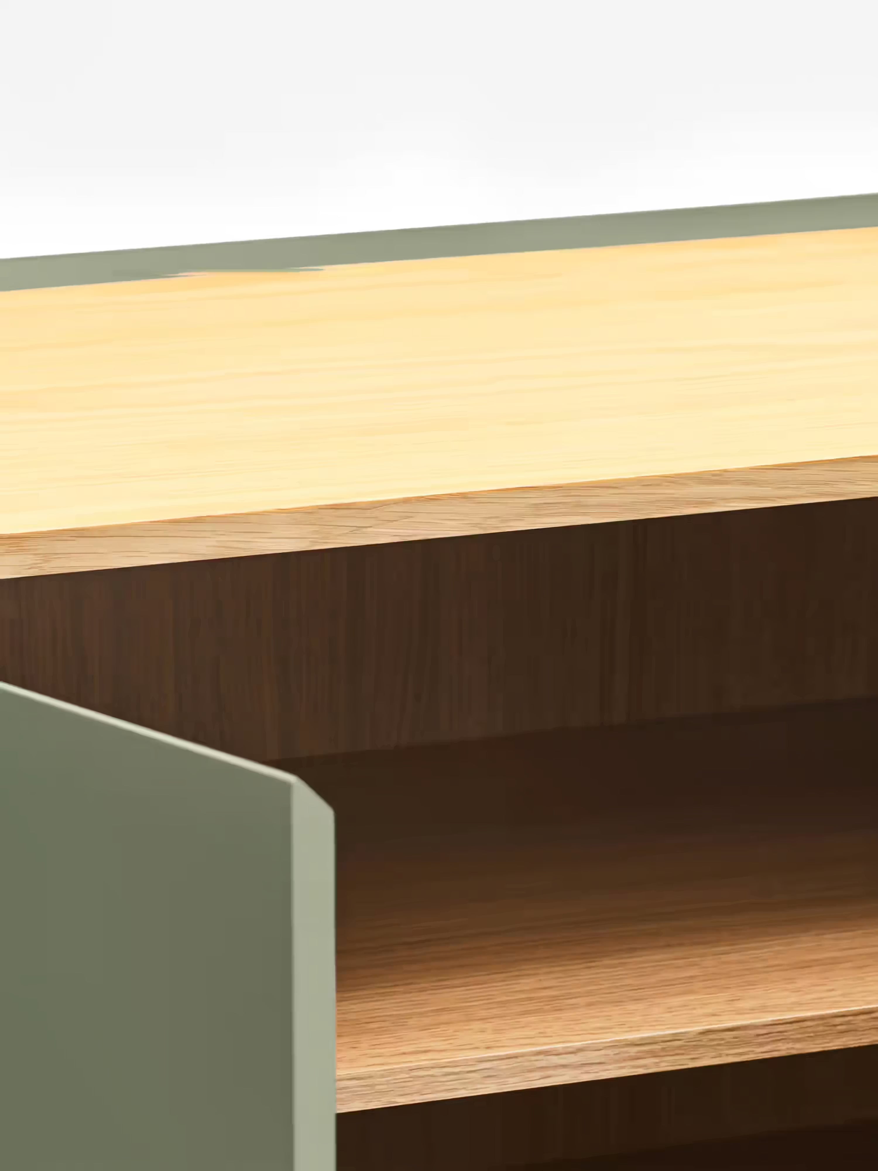 Arista aparador alto verde y roble claro - 3 puertas y 10 compartimentos para botellas 95 x 120 cm