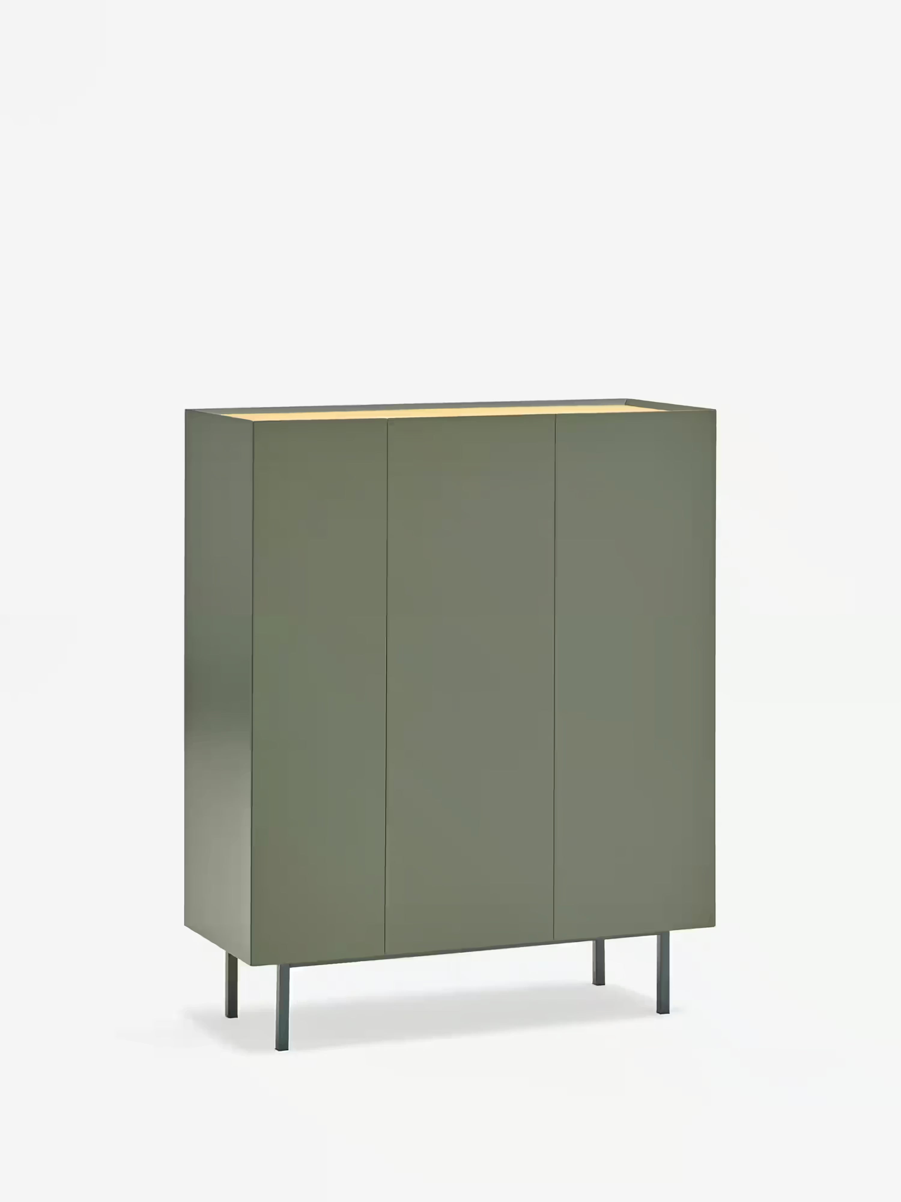 Arista aparador alto verde y roble claro - 3 puertas y 10 compartimentos para botellas 95 x 120 cm