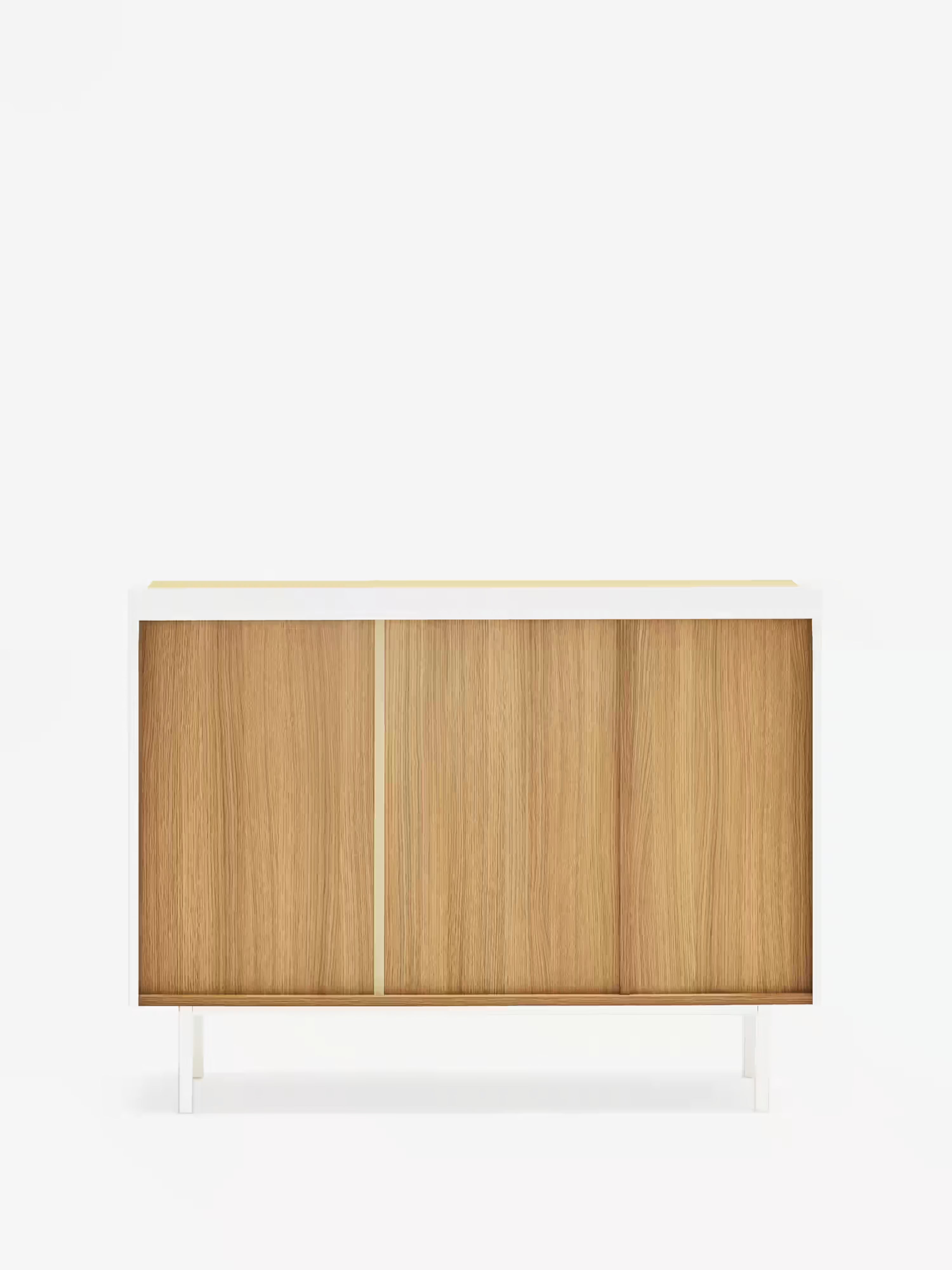 Arista aparador blanco y roble claro - aparador moderno de 3 puertas 110 x 85 cm