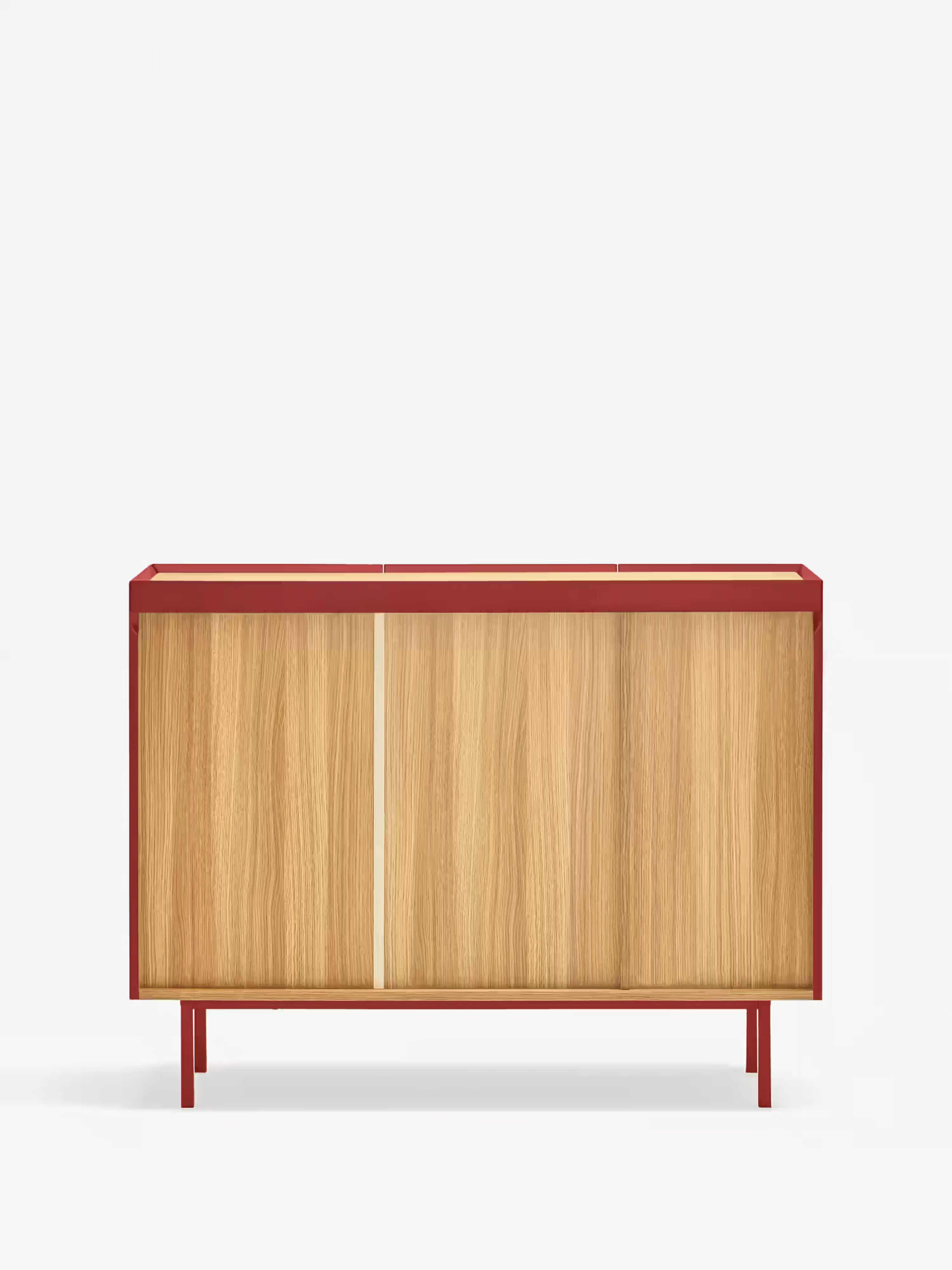 Arista aparador burdeos y roble claro - aparador moderno de 3 puertas 110 x 85 cm