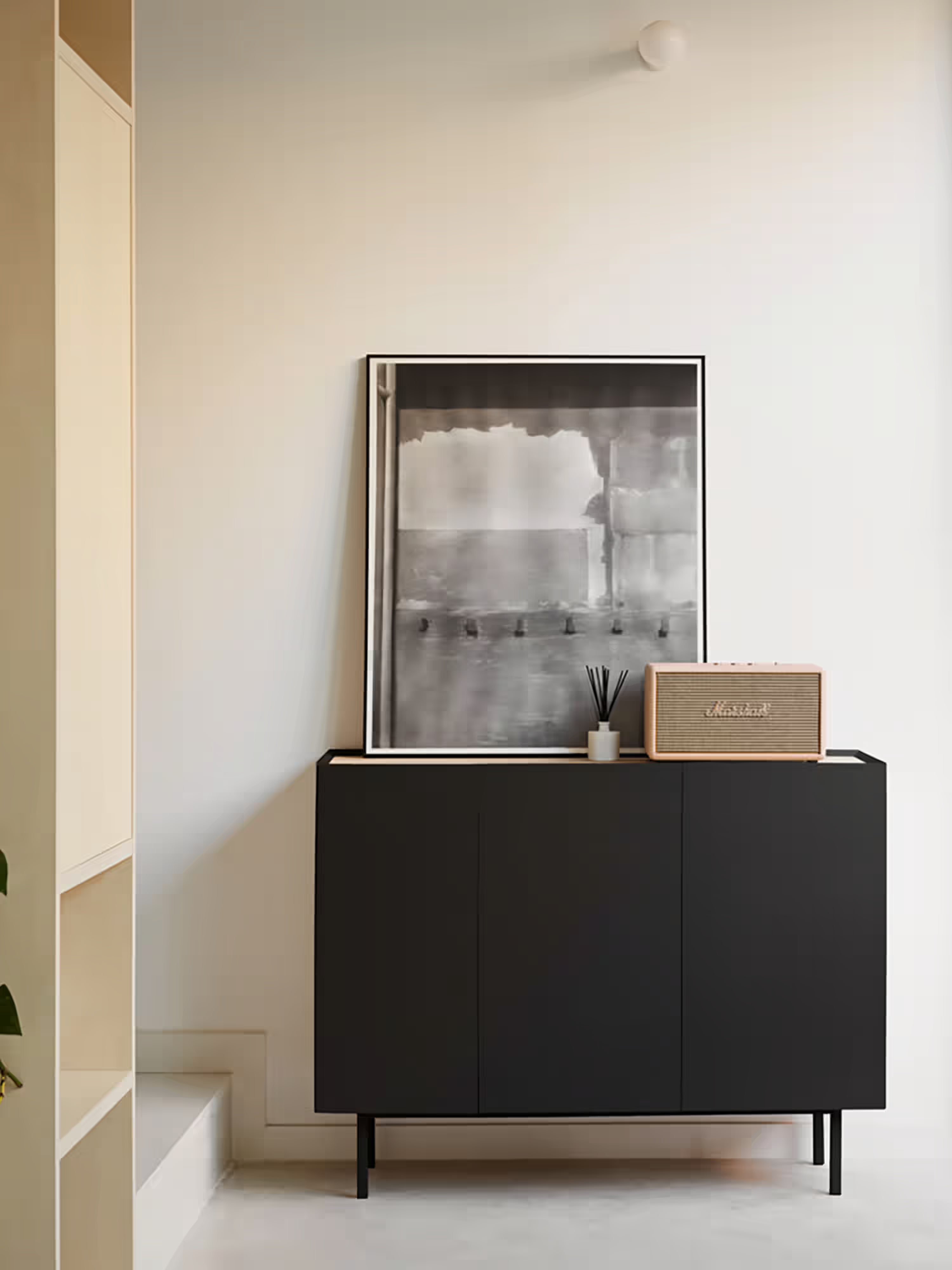 Arista buffet noir et chêne clair - buffet moderne 3 portes 110 x 85 cm