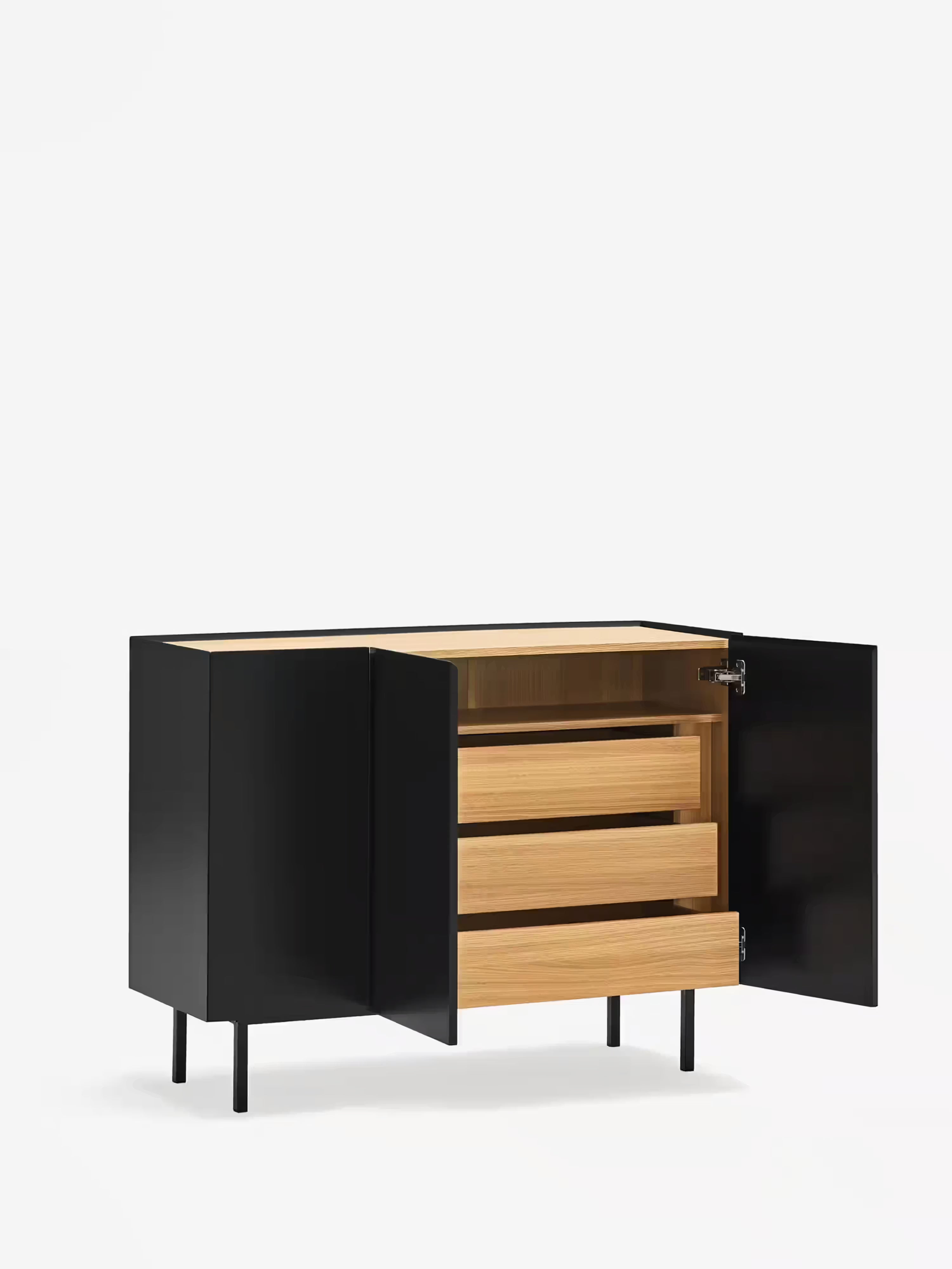 Arista buffet noir et chêne clair - buffet moderne 3 portes 110 x 85 cm