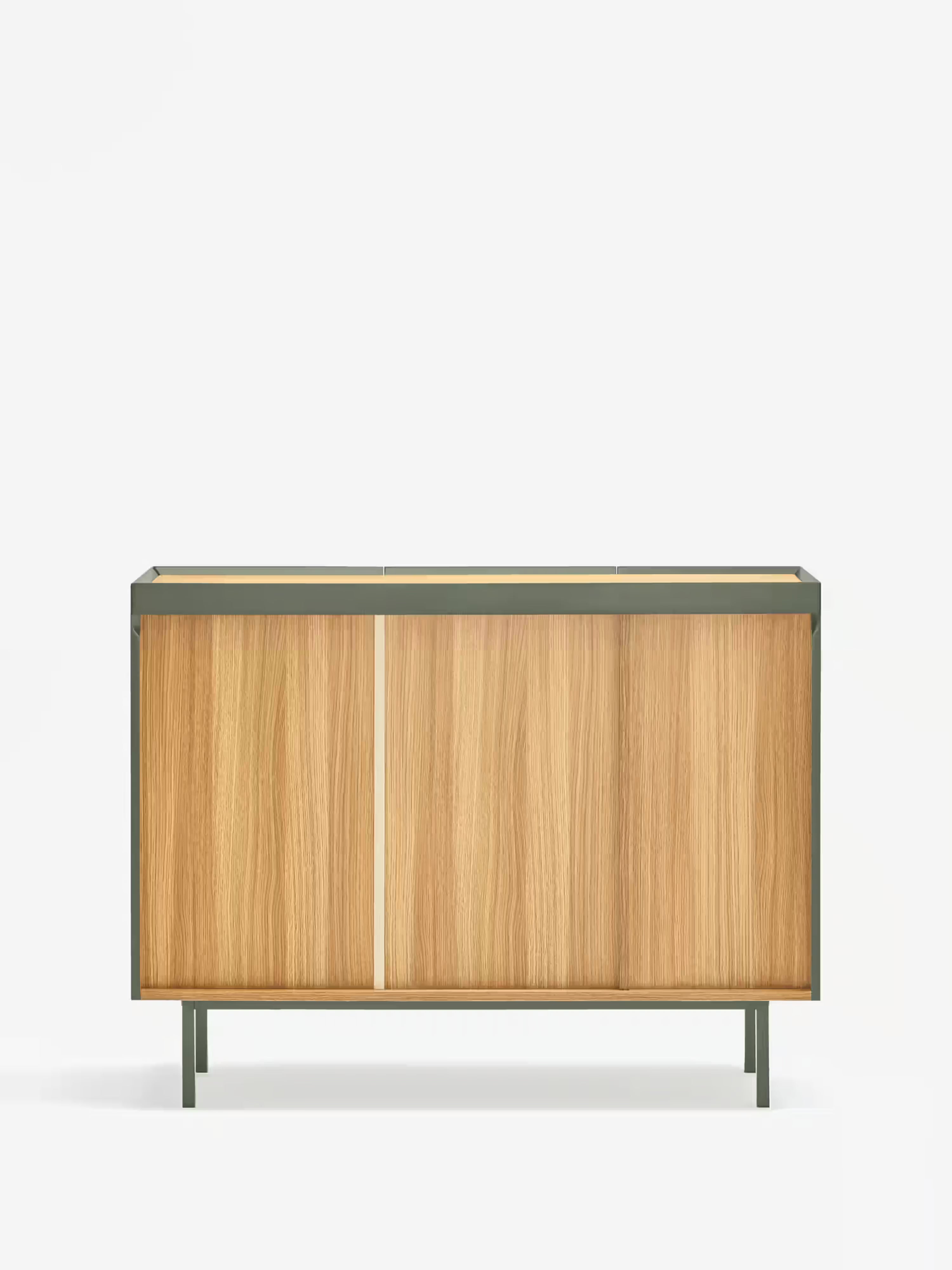 Arista aparador verde y roble claro - aparador moderno de 3 puertas 110 x 85 cm