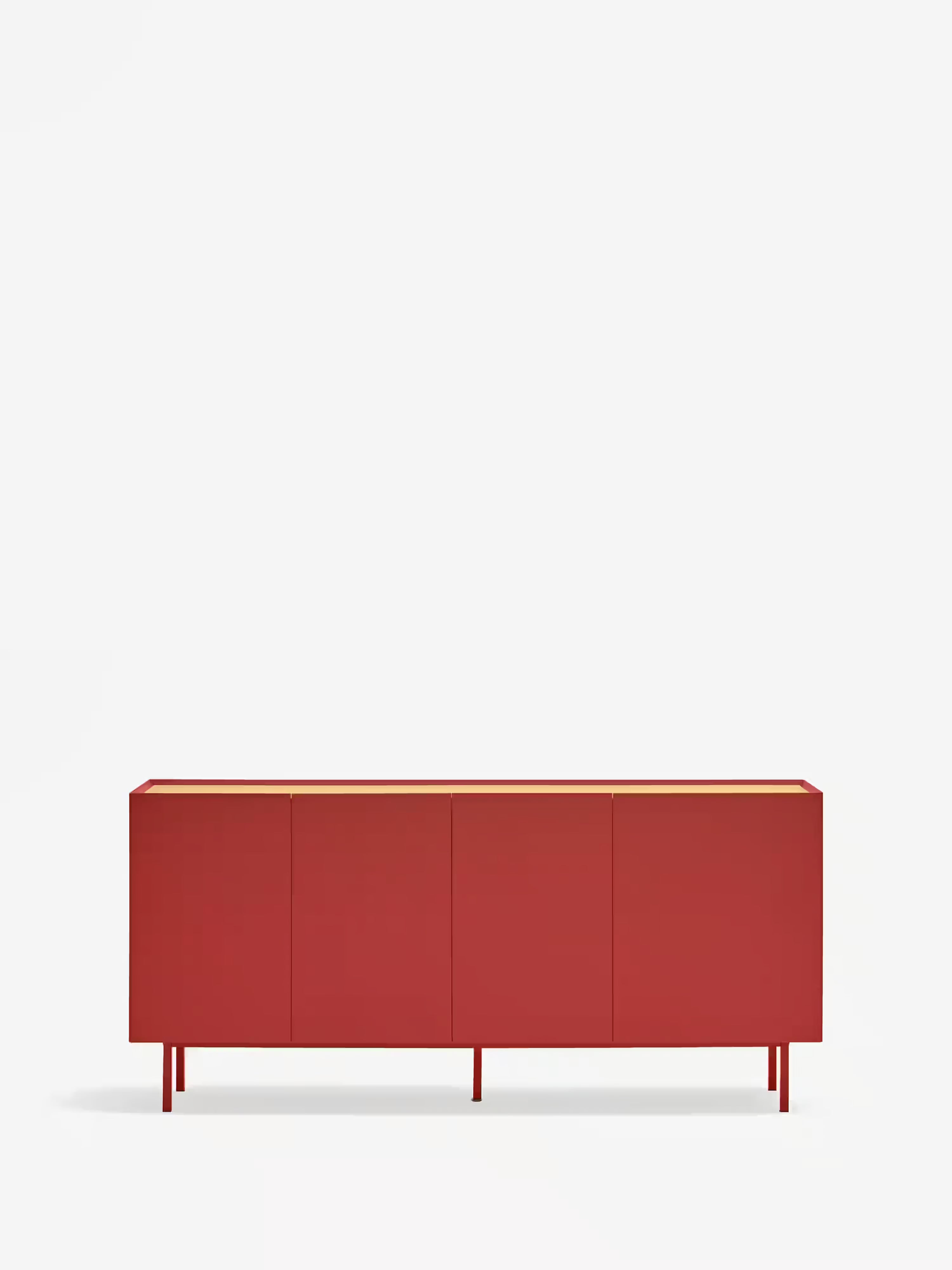 Arista aparador bajo burdeos y roble claro - aparador moderno de 4 puertas 165 x 78 cm