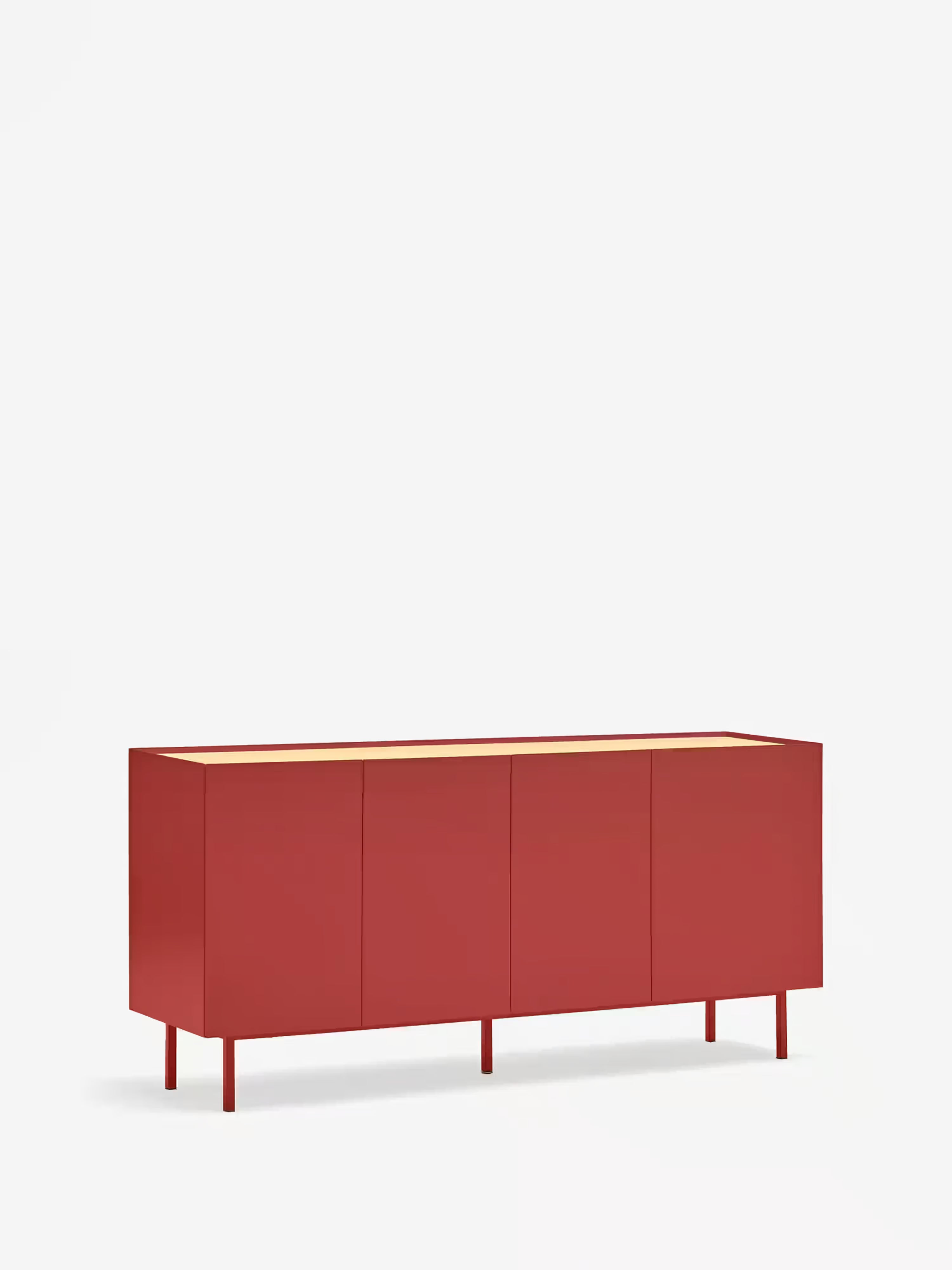 Arista aparador bajo burdeos y roble claro - aparador moderno de 4 puertas 165 x 78 cm