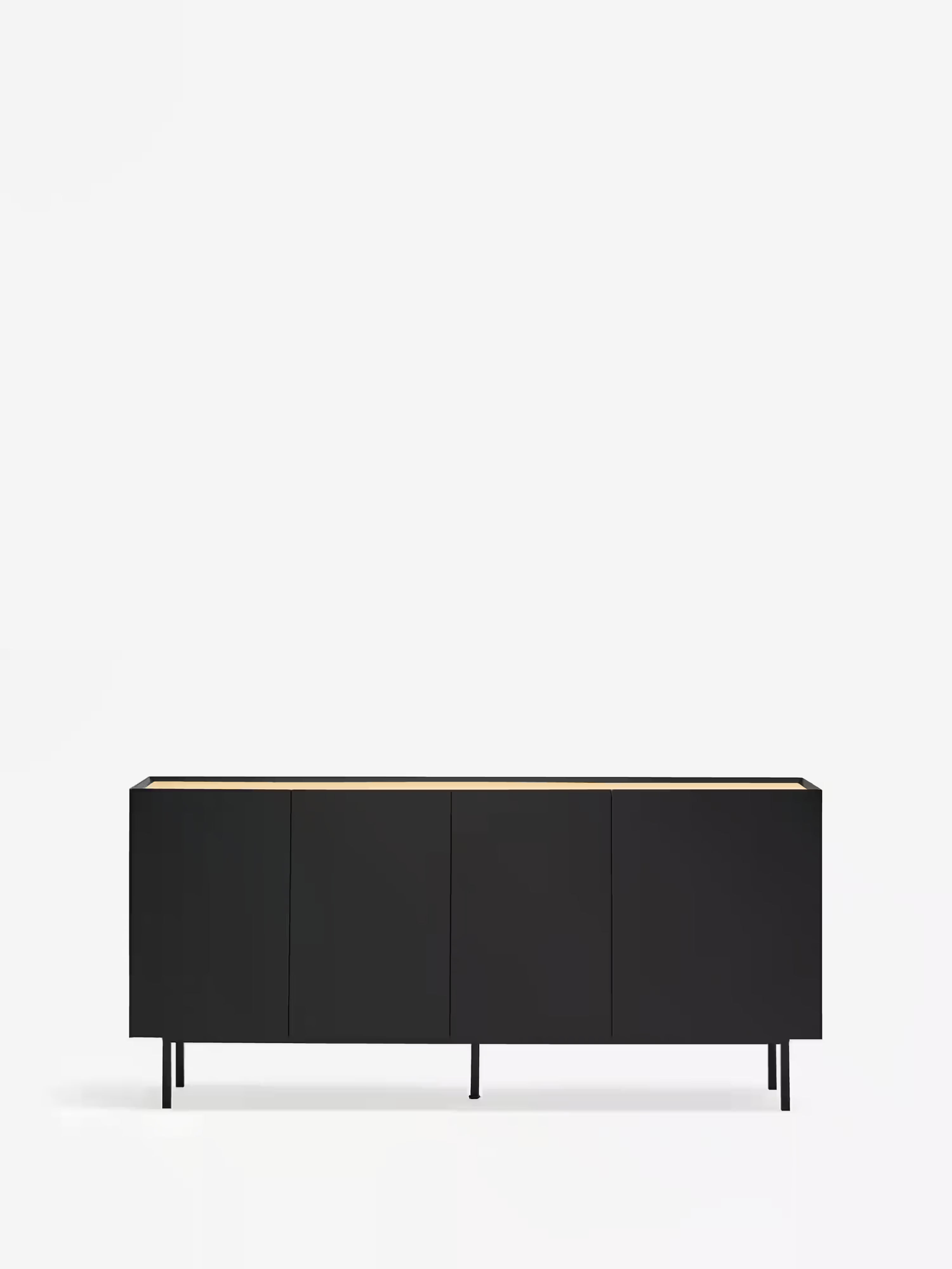 Arista low sideboard in black and light oak - modern 4-door cabinet 165 x 78 cm