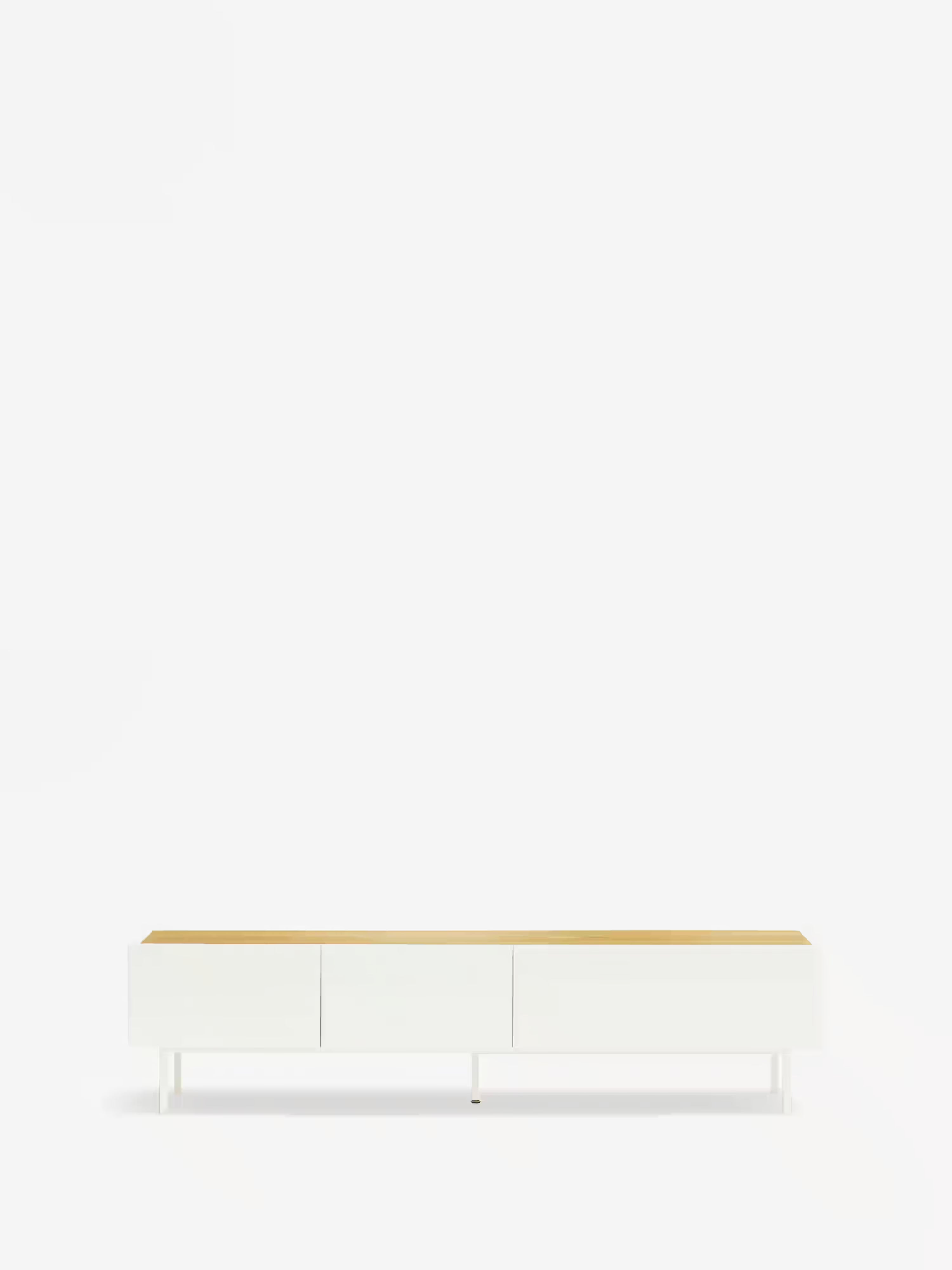 Arista mueble TV en MDF lacado blanco y roble claro | Diseño moderno 180 x 45 cm