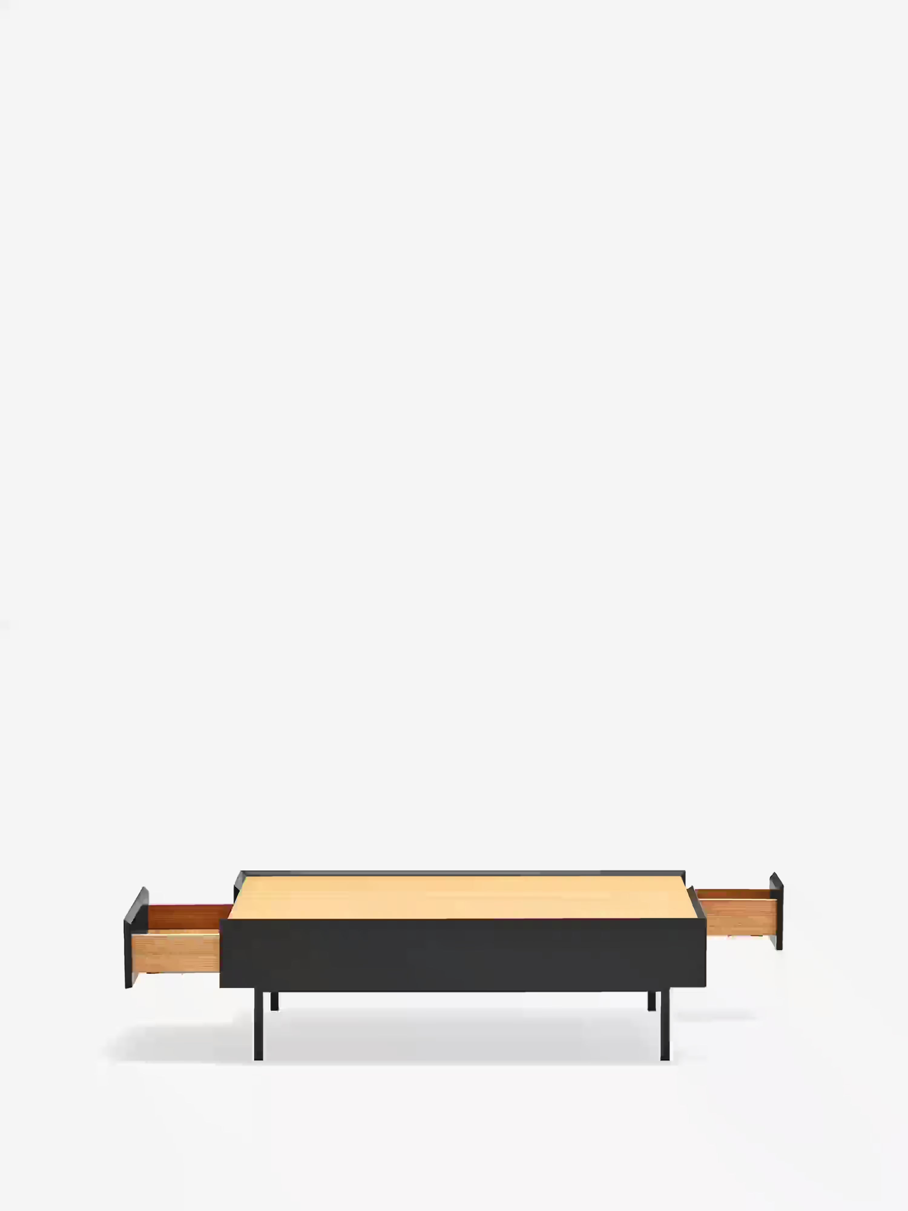 Arista Couchtisch mit 2 Schubladen in Schwarz und Eichenplatte 110 x 34 cm
