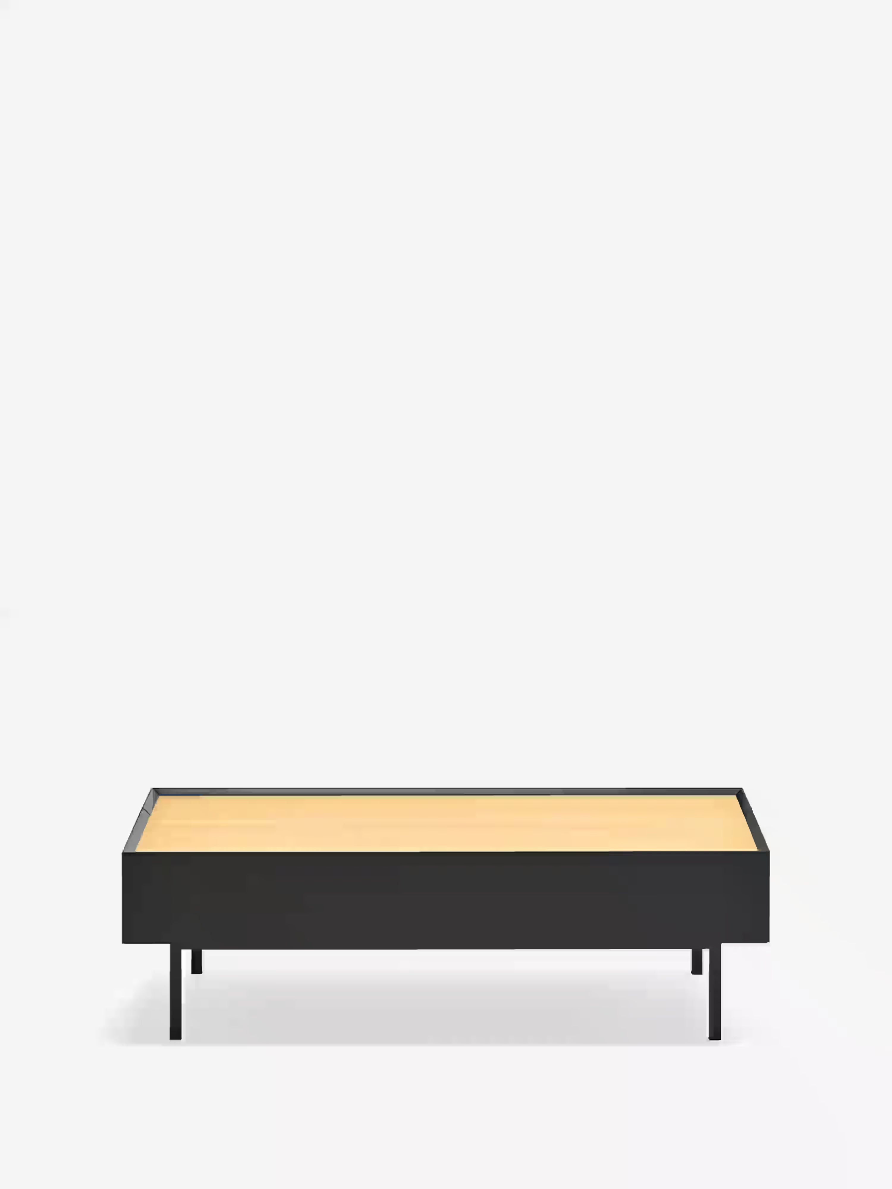 Arista Couchtisch mit 2 Schubladen in Schwarz und Eichenplatte 110 x 34 cm