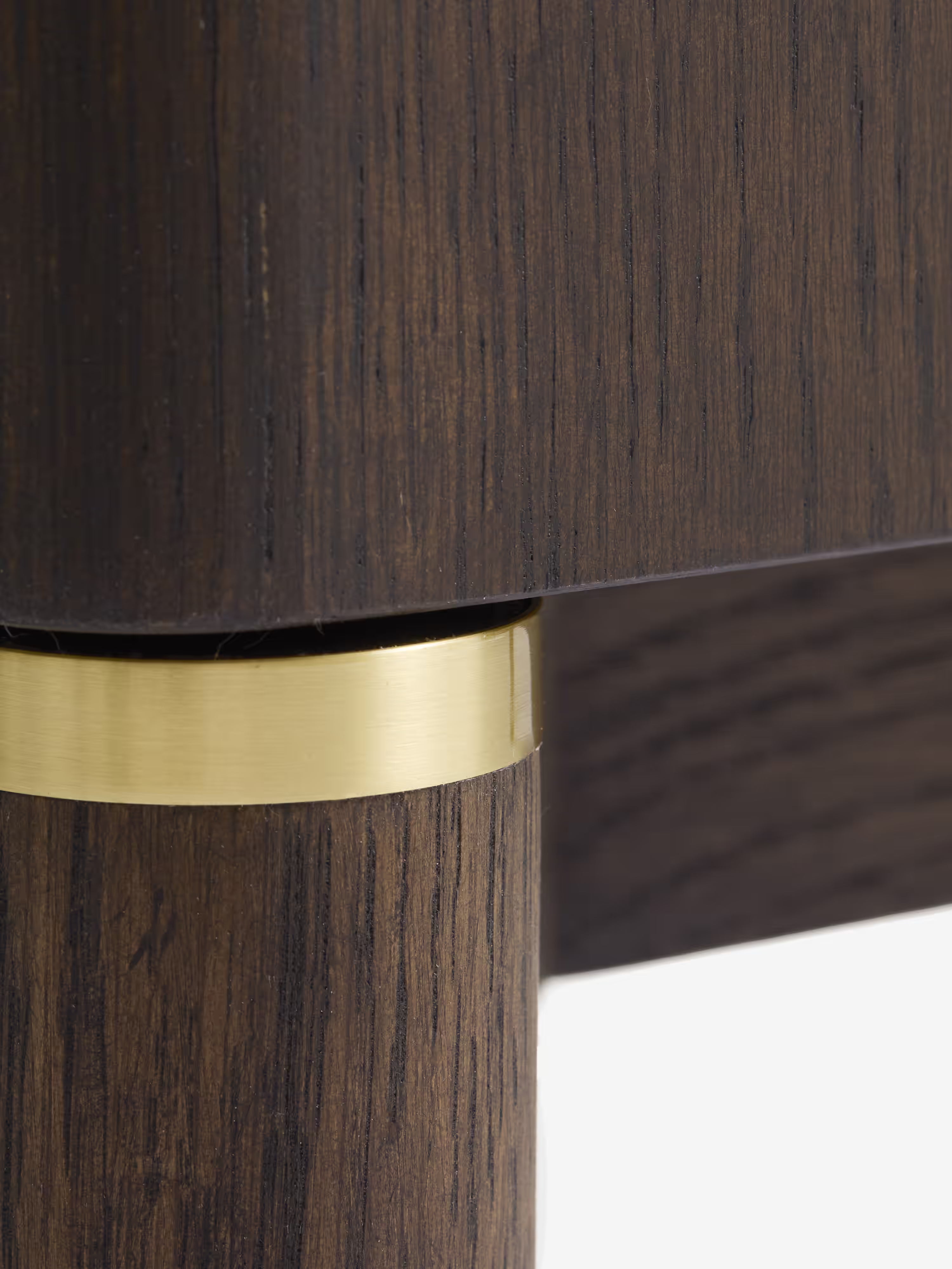 Arun Tall cabinet in dark solid wood - brass finishes 90 x 130 cm