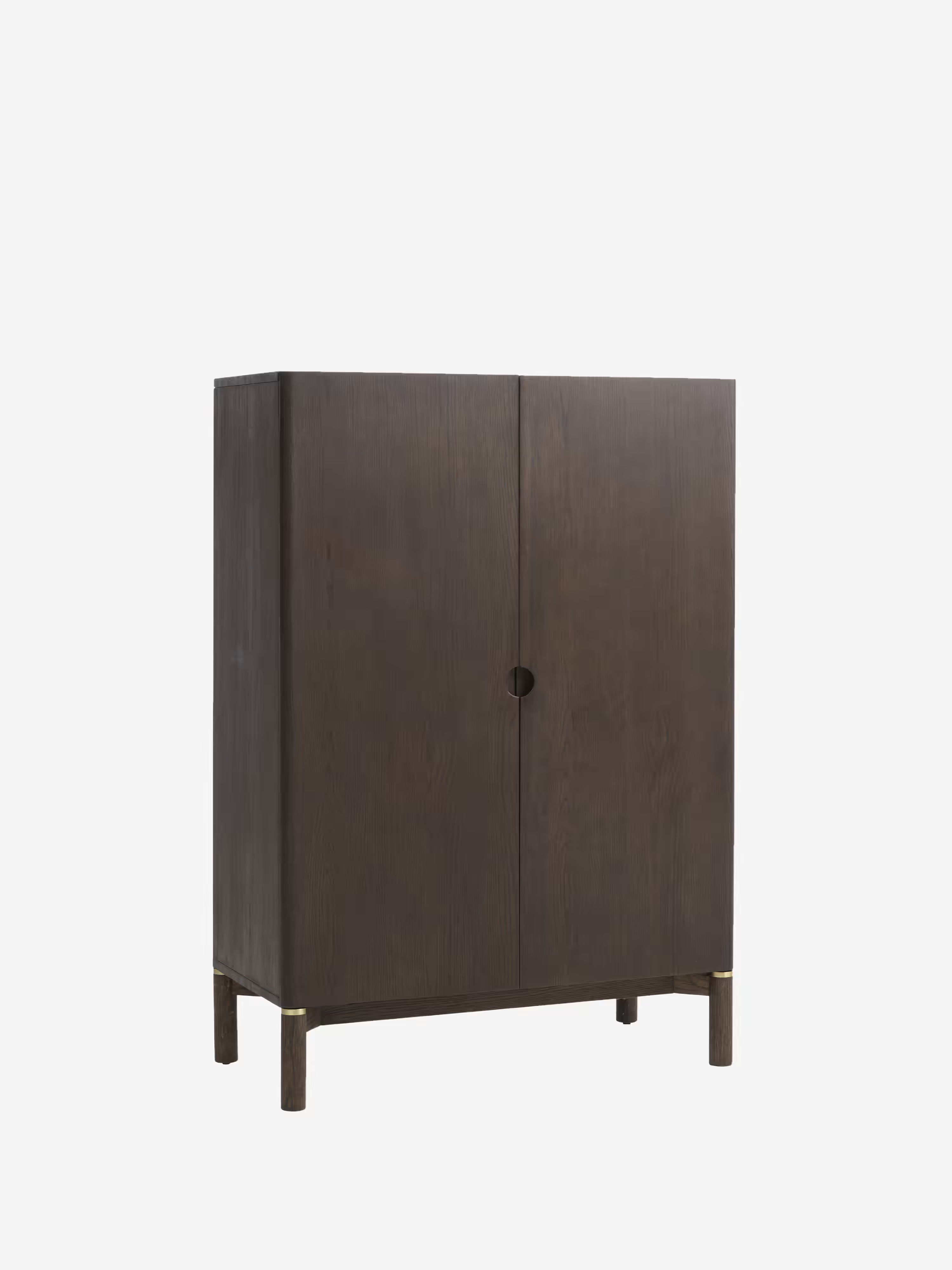 Arun Tall cabinet in dark solid wood - brass finishes 90 x 130 cm