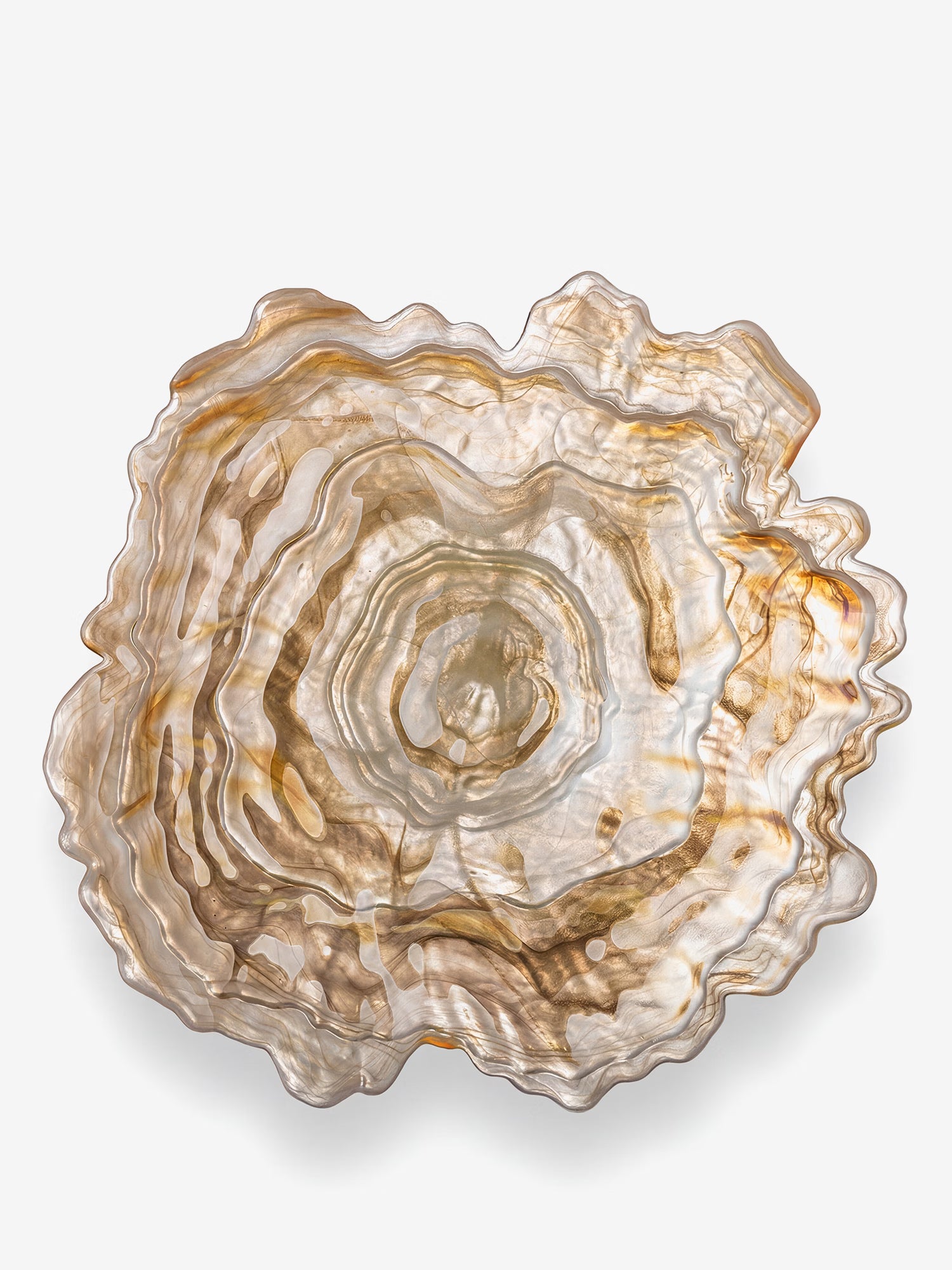 Asimi cuenco centro de mesa de vidrio natural con diseño ondulado