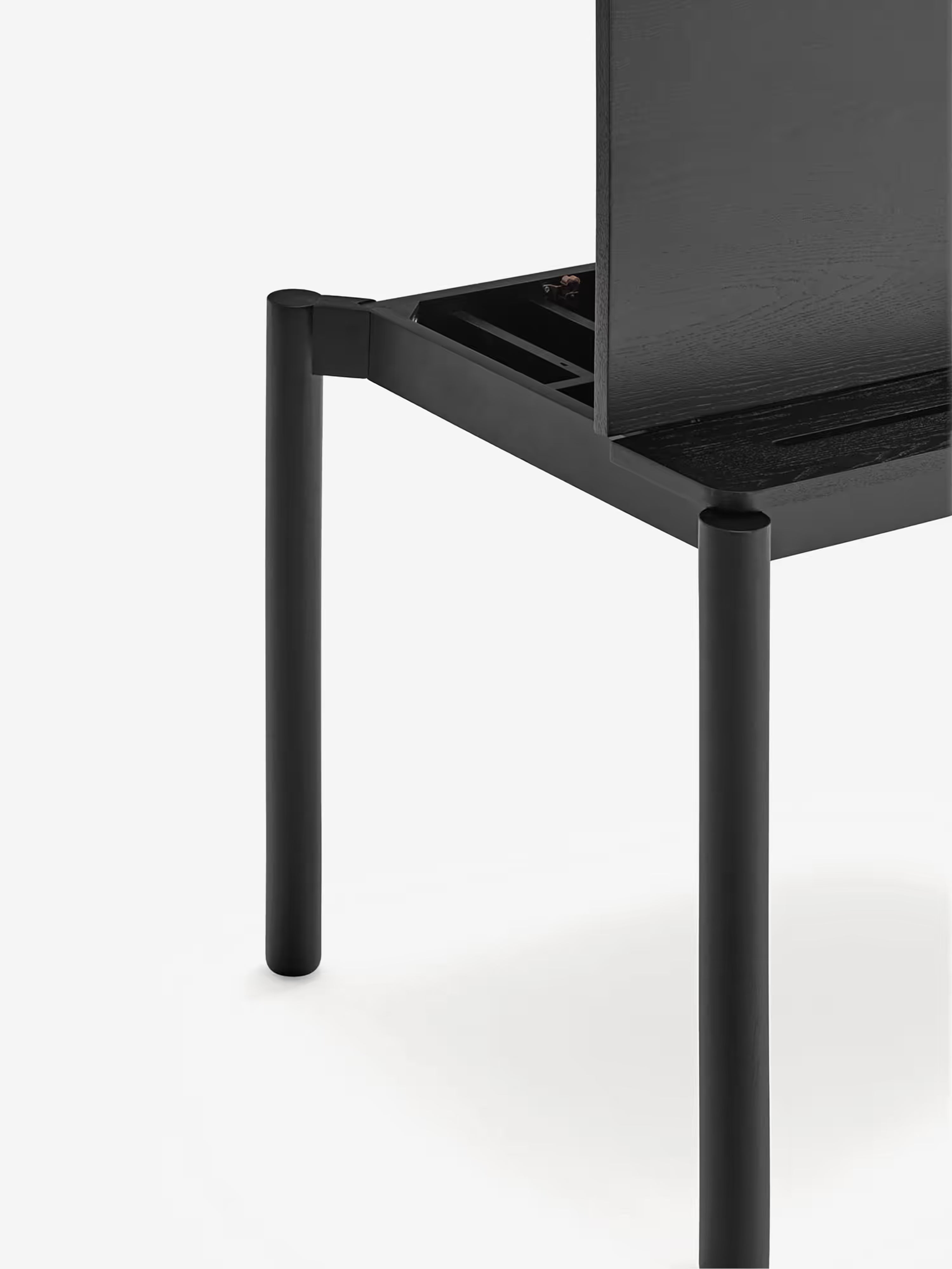 Atlas black ash wood desk with openable compartment - modern and functional design 136 x 68 cm