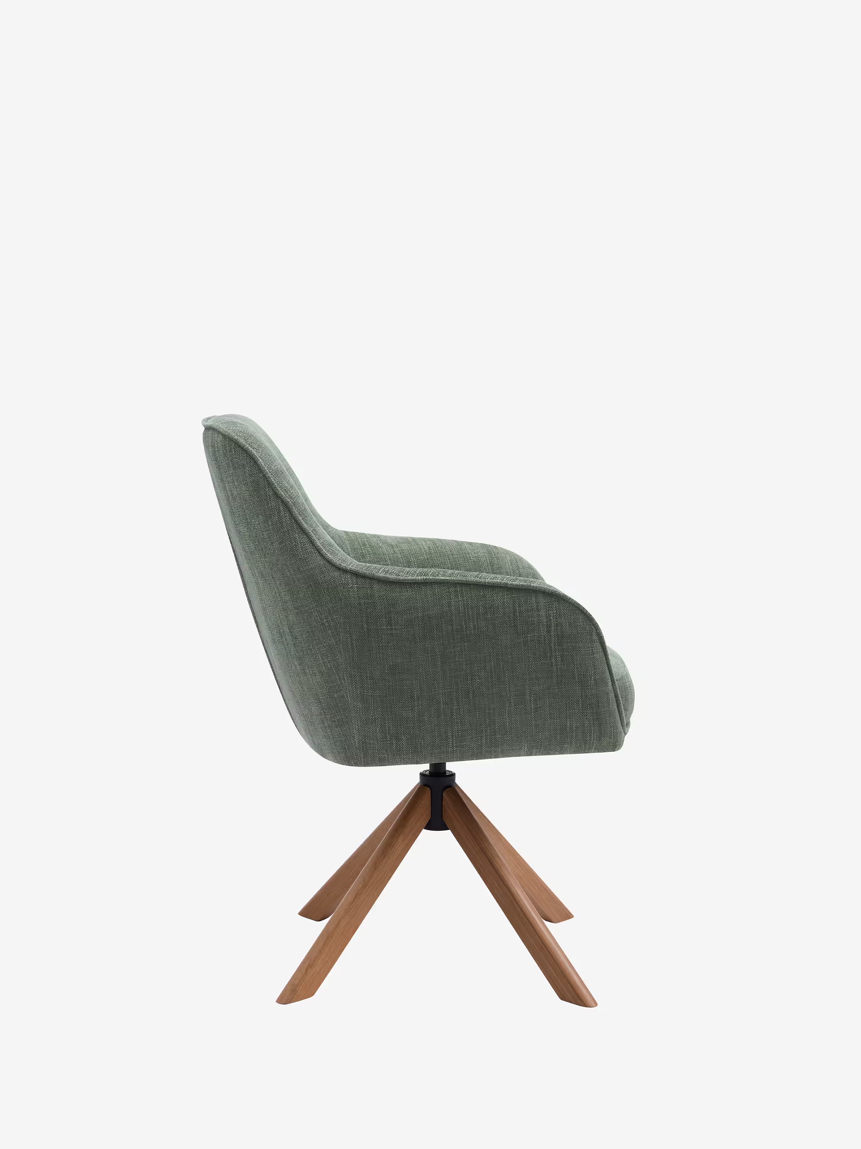 Avola Chaise pivotante en tissu effet velours côtelé avec base en bois