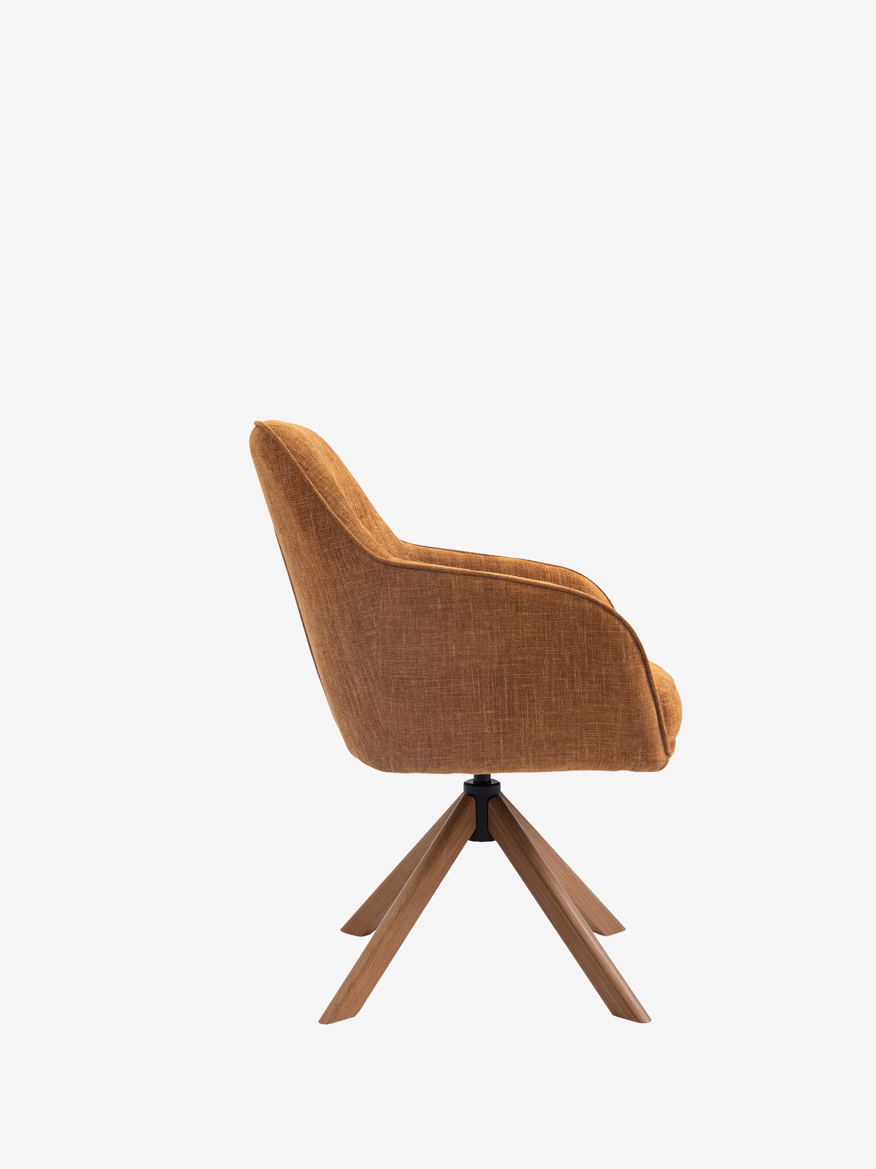 Avola Chaise pivotante en tissu effet velours côtelé avec base en bois