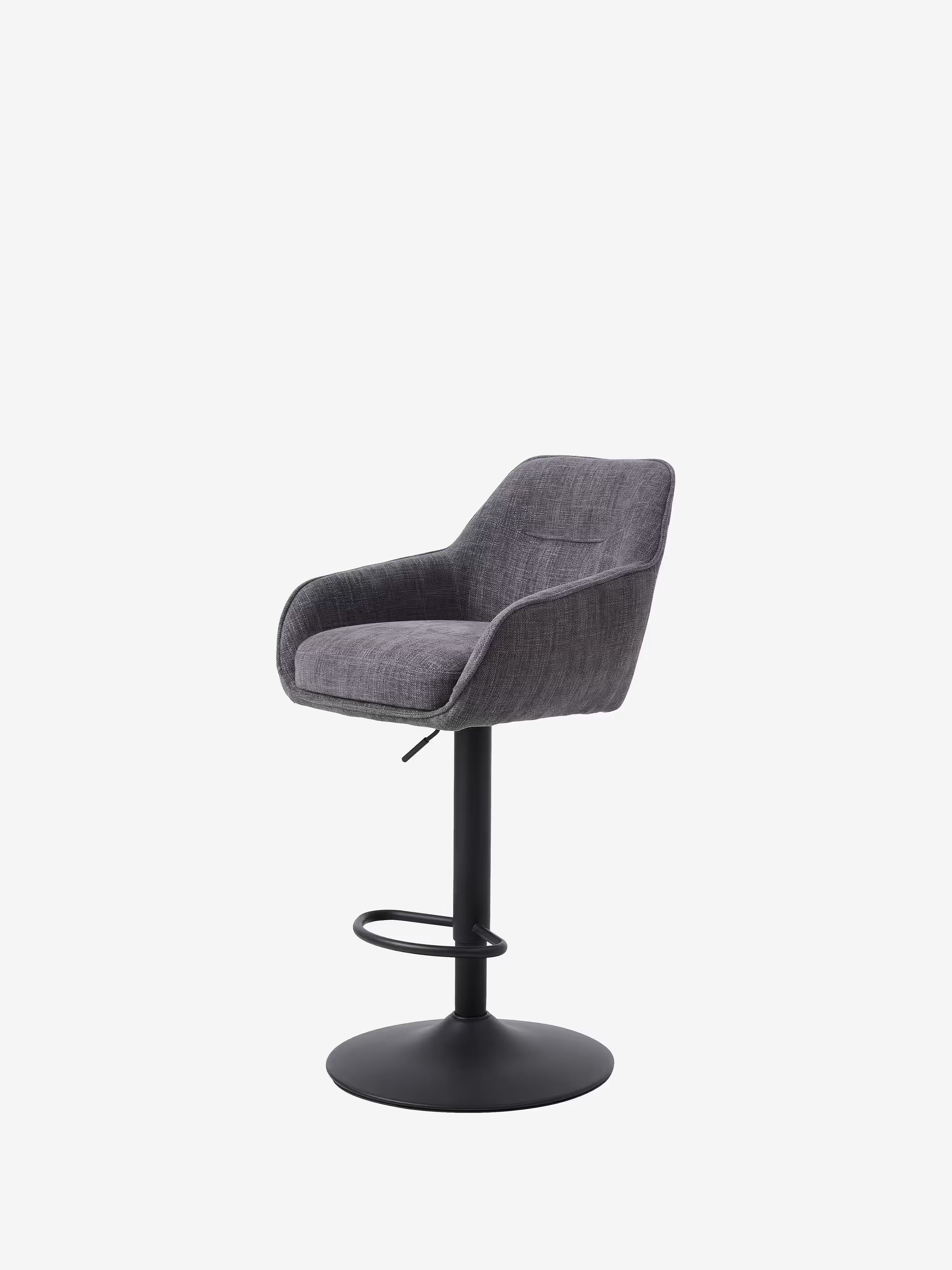 Avola Tabouret pivotant en tissu effet velours côtelé avec base en métal réglable