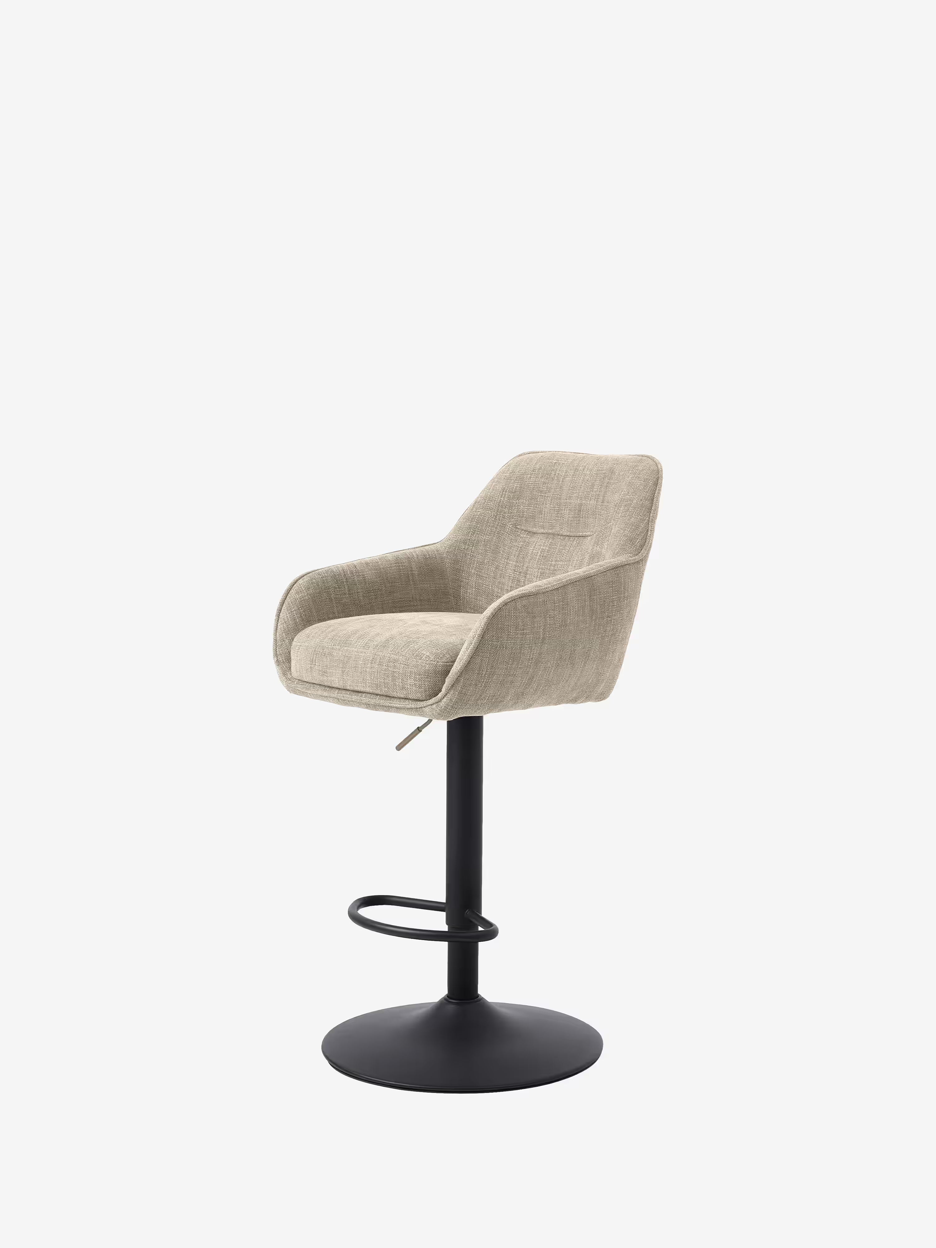 Avola Tabouret pivotant en tissu effet velours côtelé avec base en métal réglable
