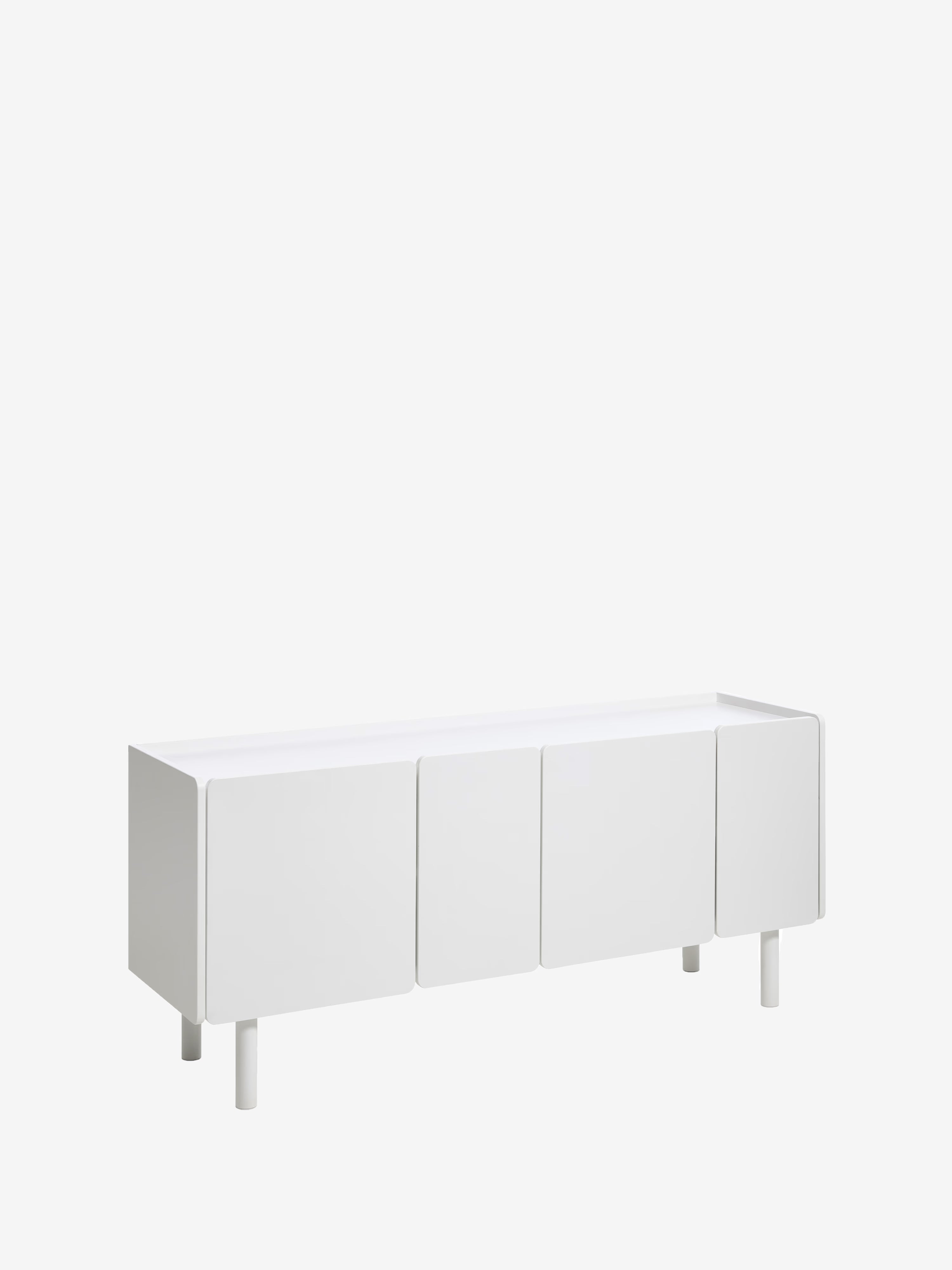 Bera white sideboard with metal legs – modern 4-door cabinet 160 x 70 cm