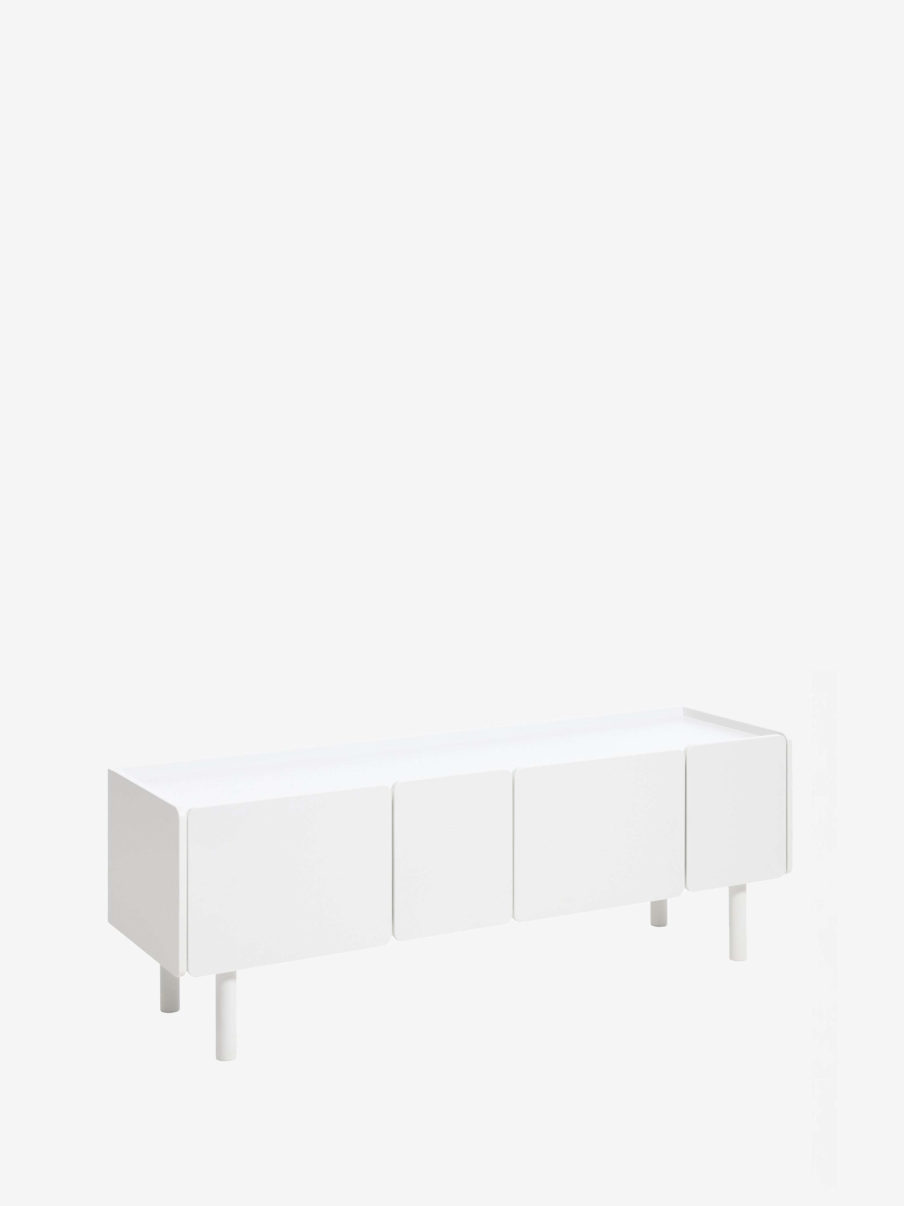 Bera TV unit in white lacquered MDF with rounded edges – modern design 160 x 45 cm