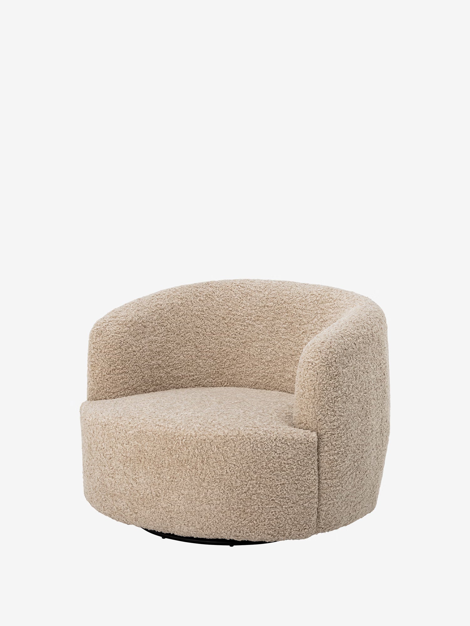 BOCCA Poltroncina lounge girevole in tessuto teddy color beige mandorla