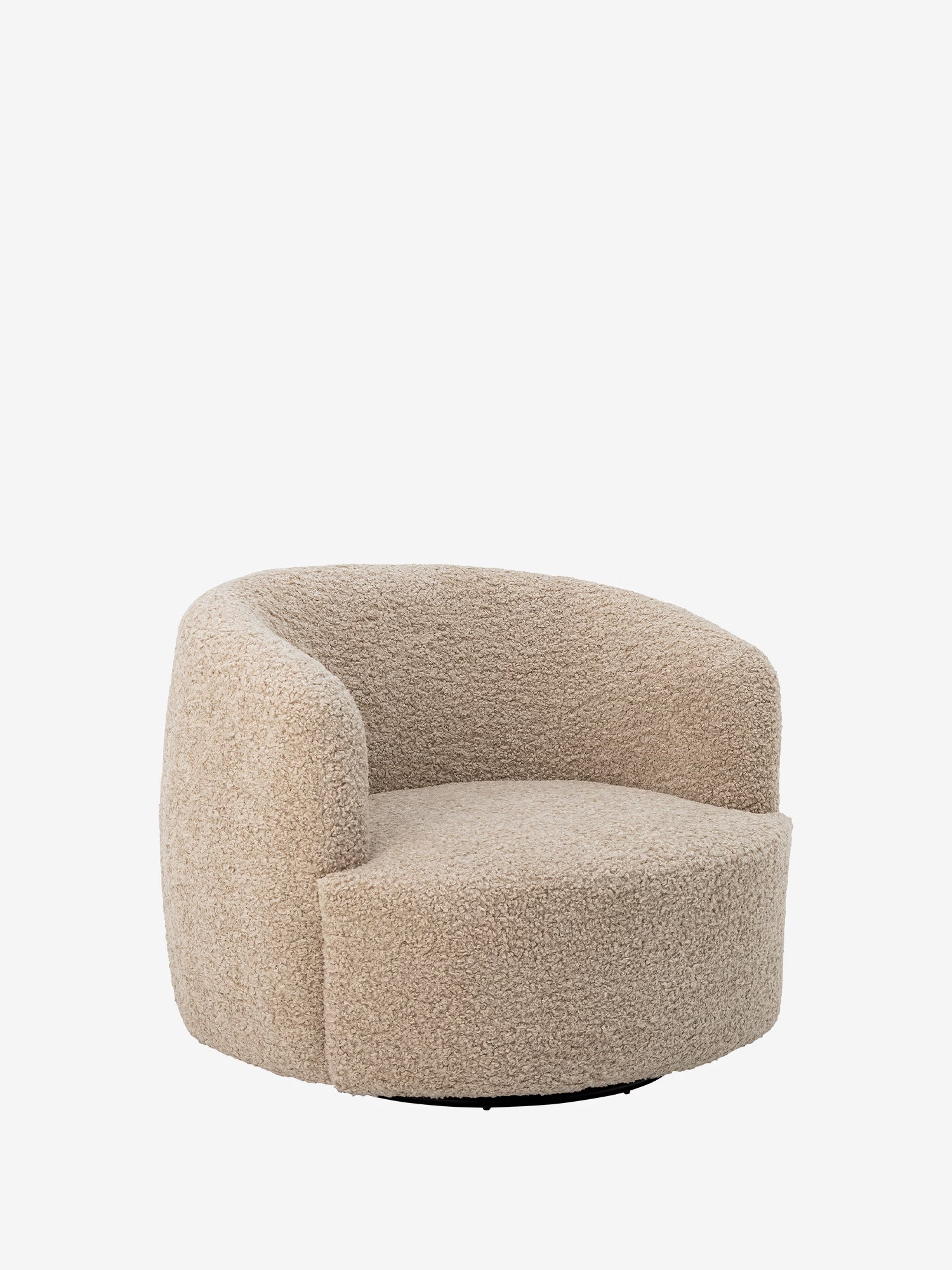 BOCCA Poltroncina lounge girevole in tessuto teddy color beige mandorla