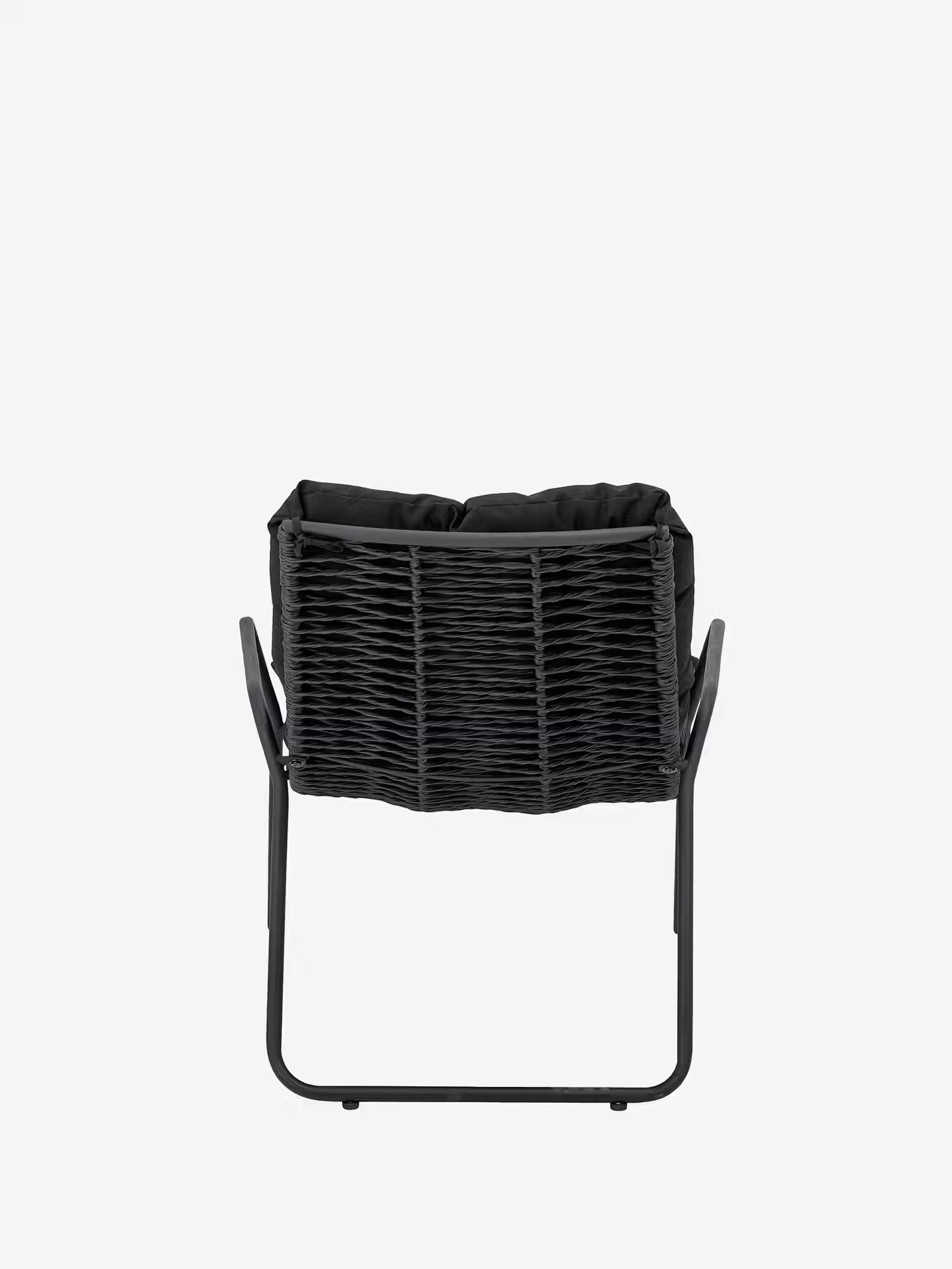 Boel Fauteuil relax d'extérieur avec repose-pieds en métal noir et corde tressée