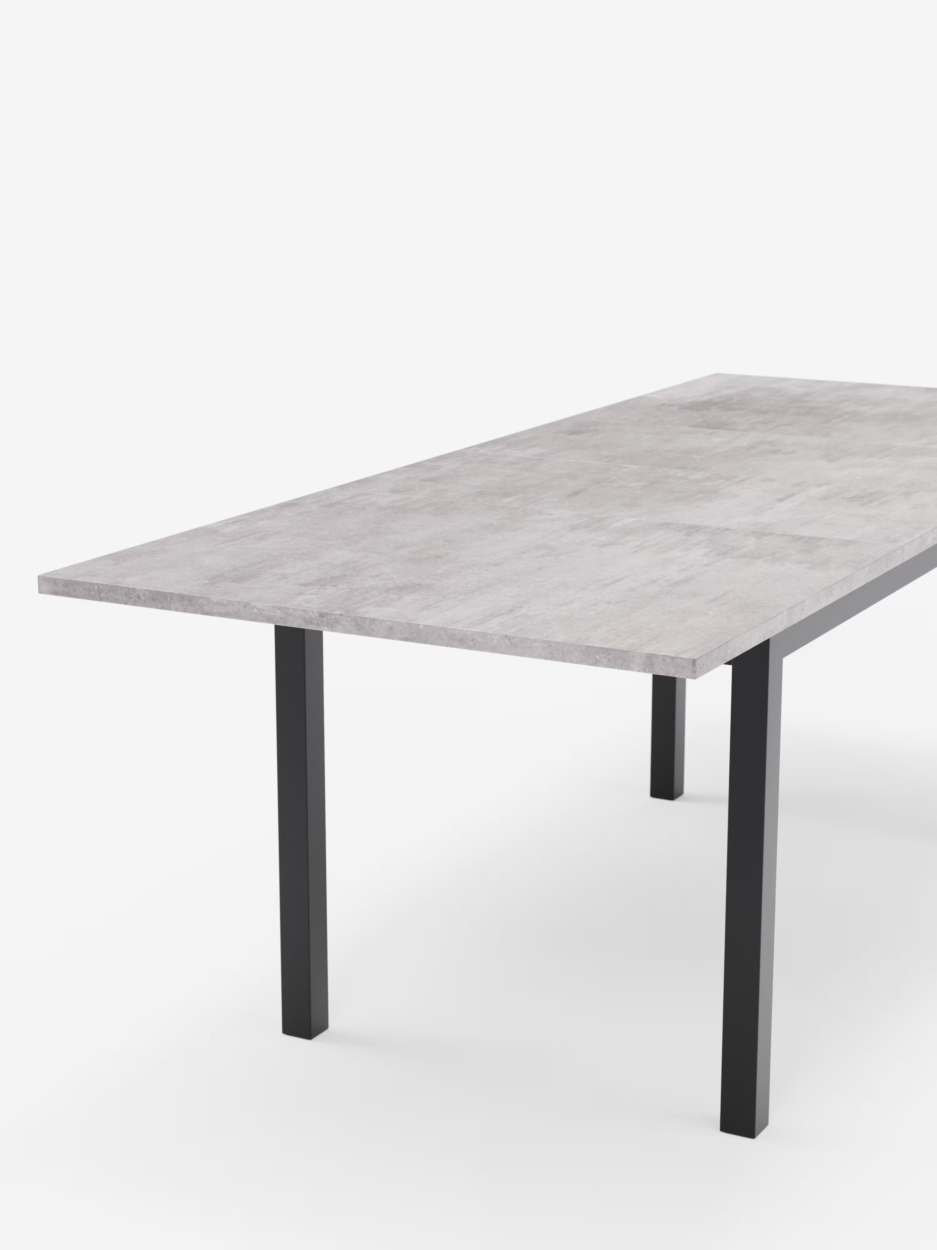 Caio Ausziehbarer Tisch aus melaminbeschichtetem Holz in Beton-Optik – 140 (220) x 90 cm