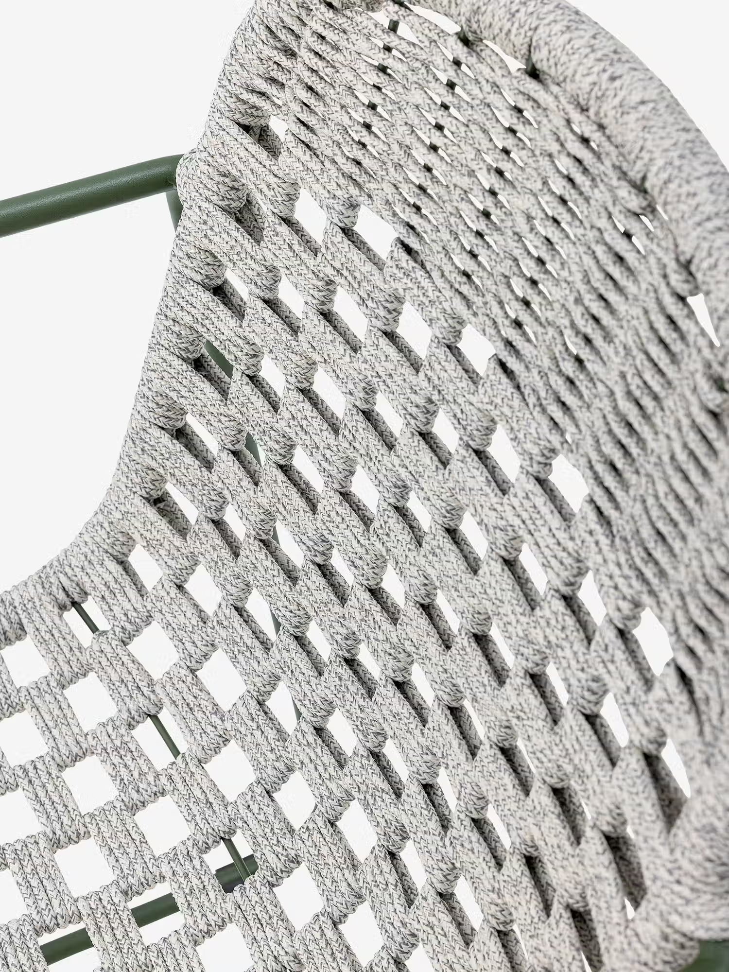 Calana Silla de exterior apilable en metal verde con asiento trenzado gris