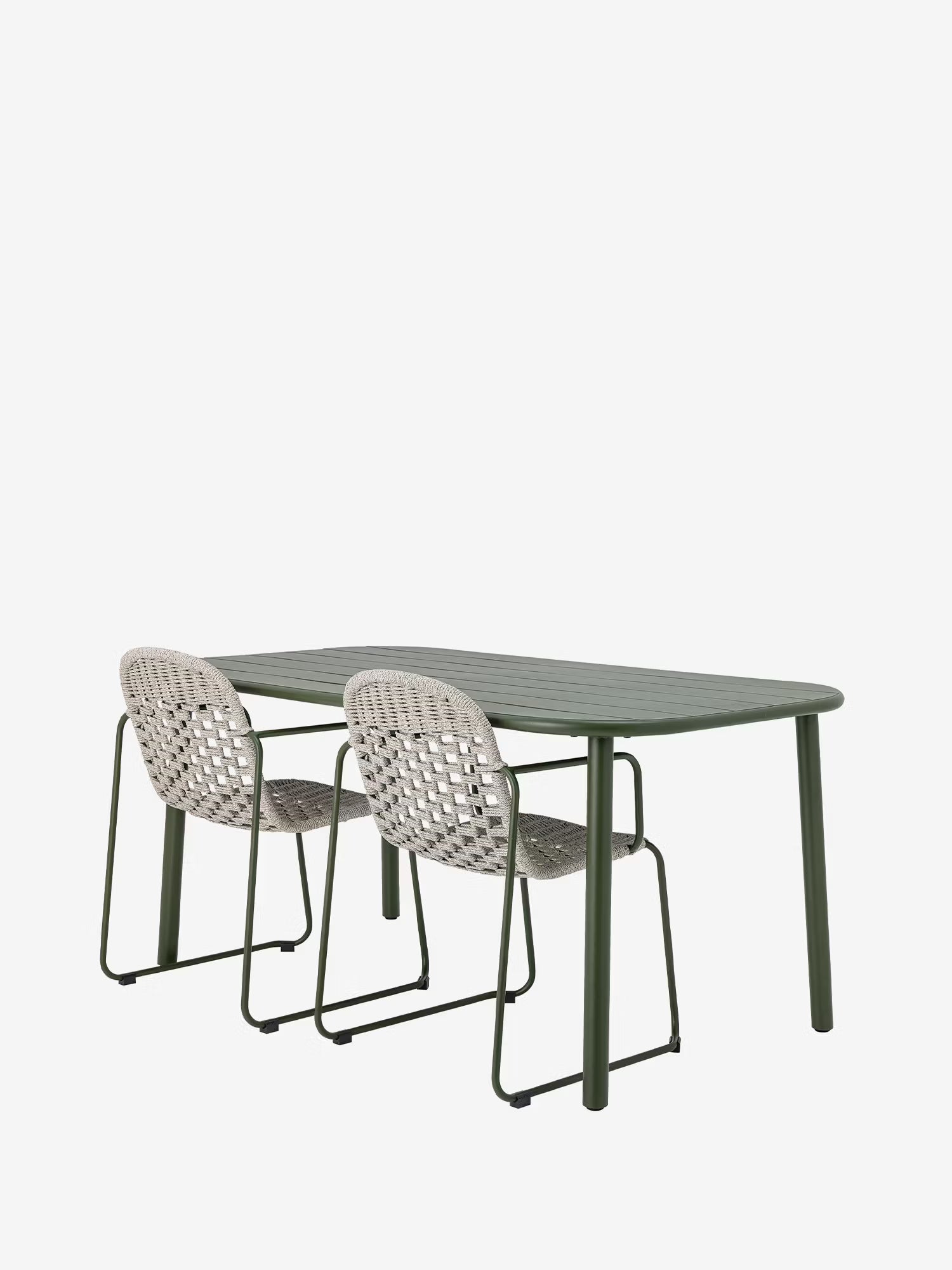 Calana Outdoor dining table in green metal 160×90 cm