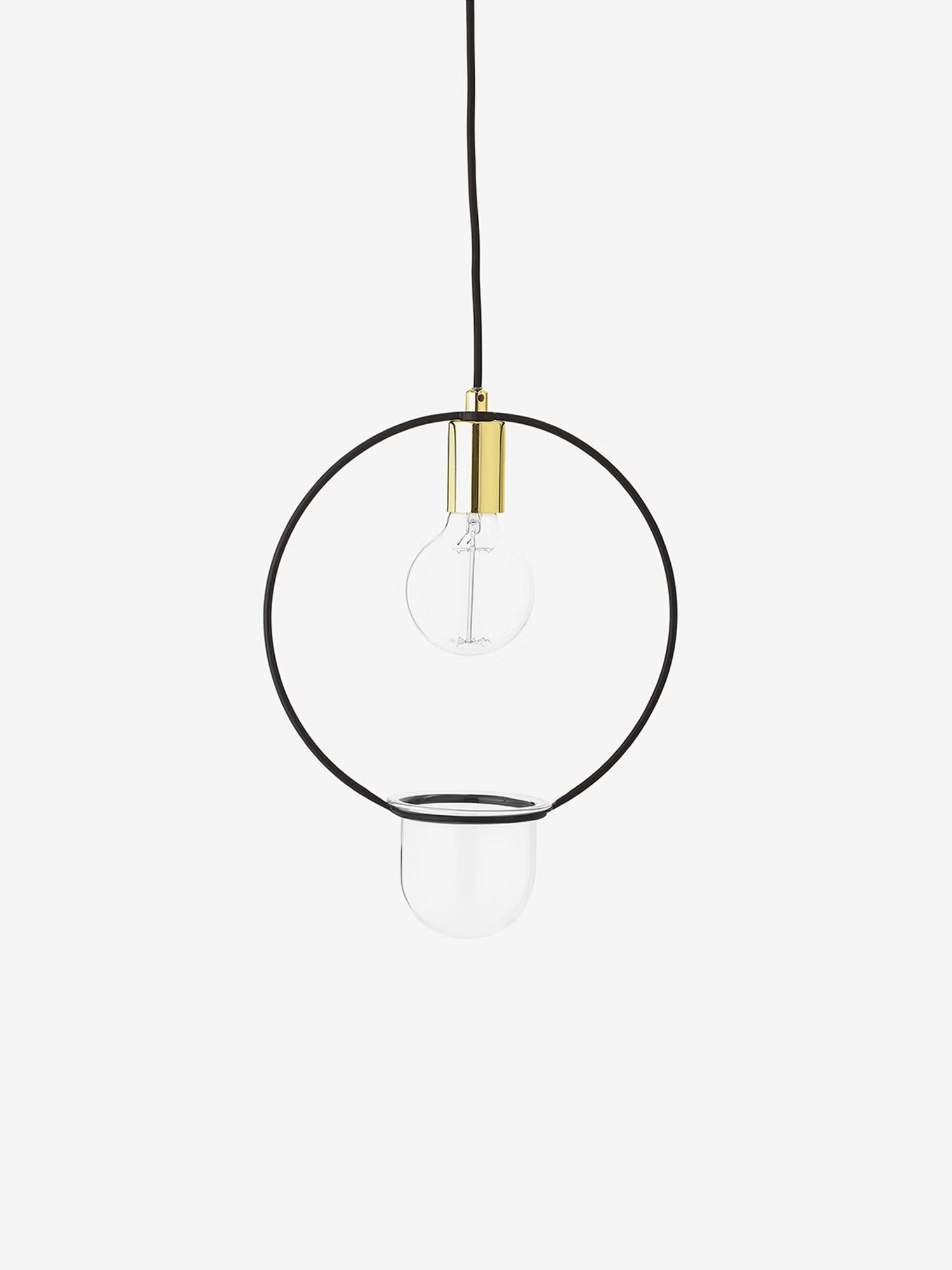 Caralina Lámpara colgante de metal dorado con jarrón decorativo