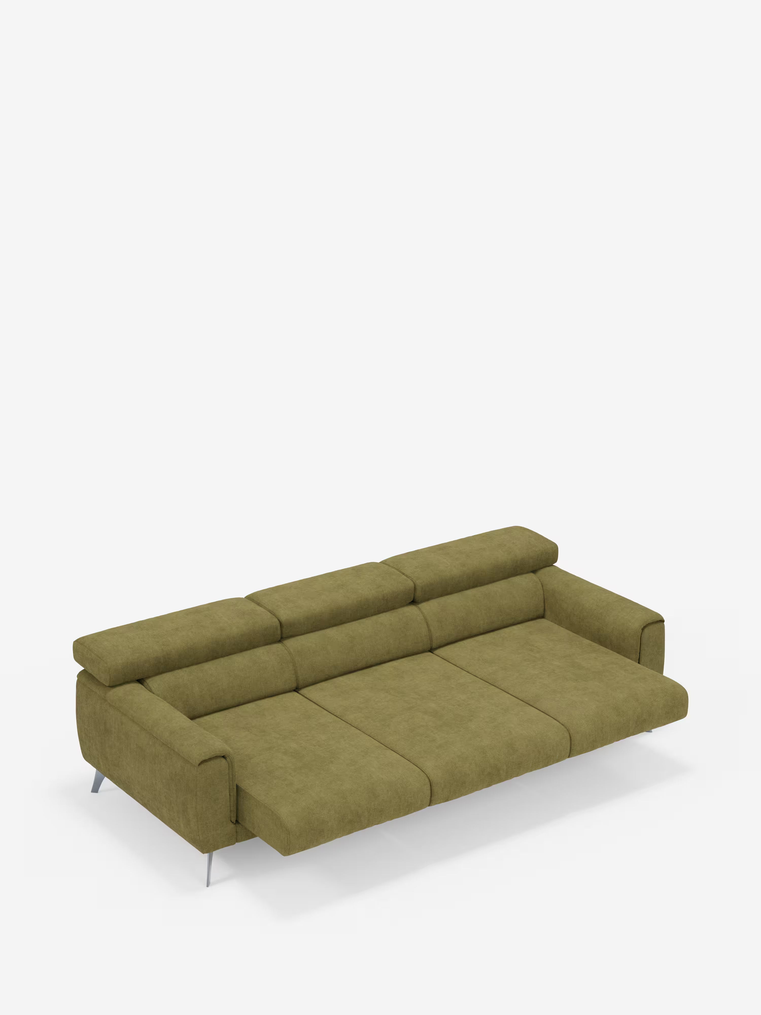 Caravaggio divano 4 posti con tre sedute estensibili e poggiatesta reclinabili in tessuto smacchiabile
