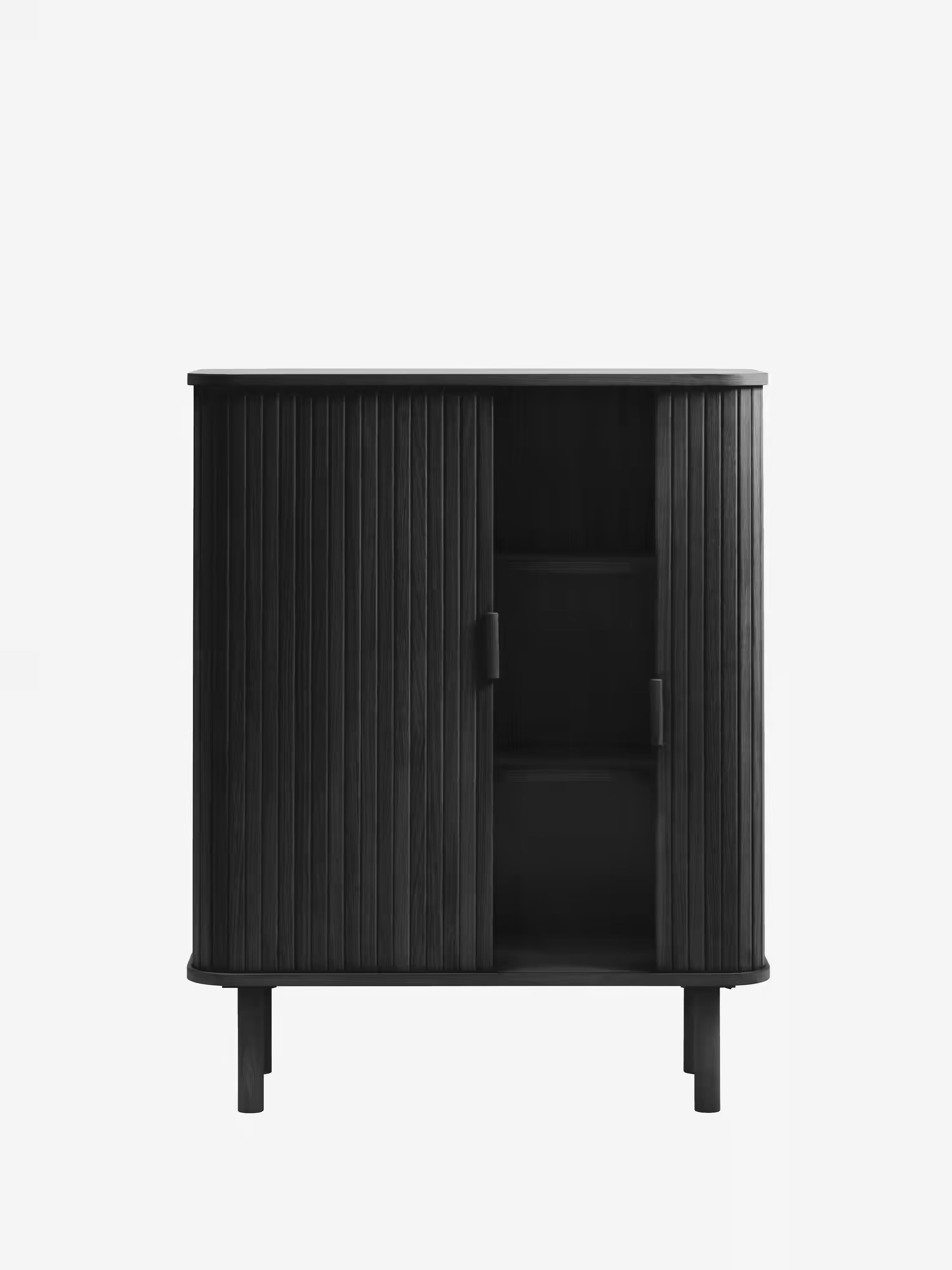 Cavo aparador alto en roble negro chapado - 2 puertas 113 x 90 cm