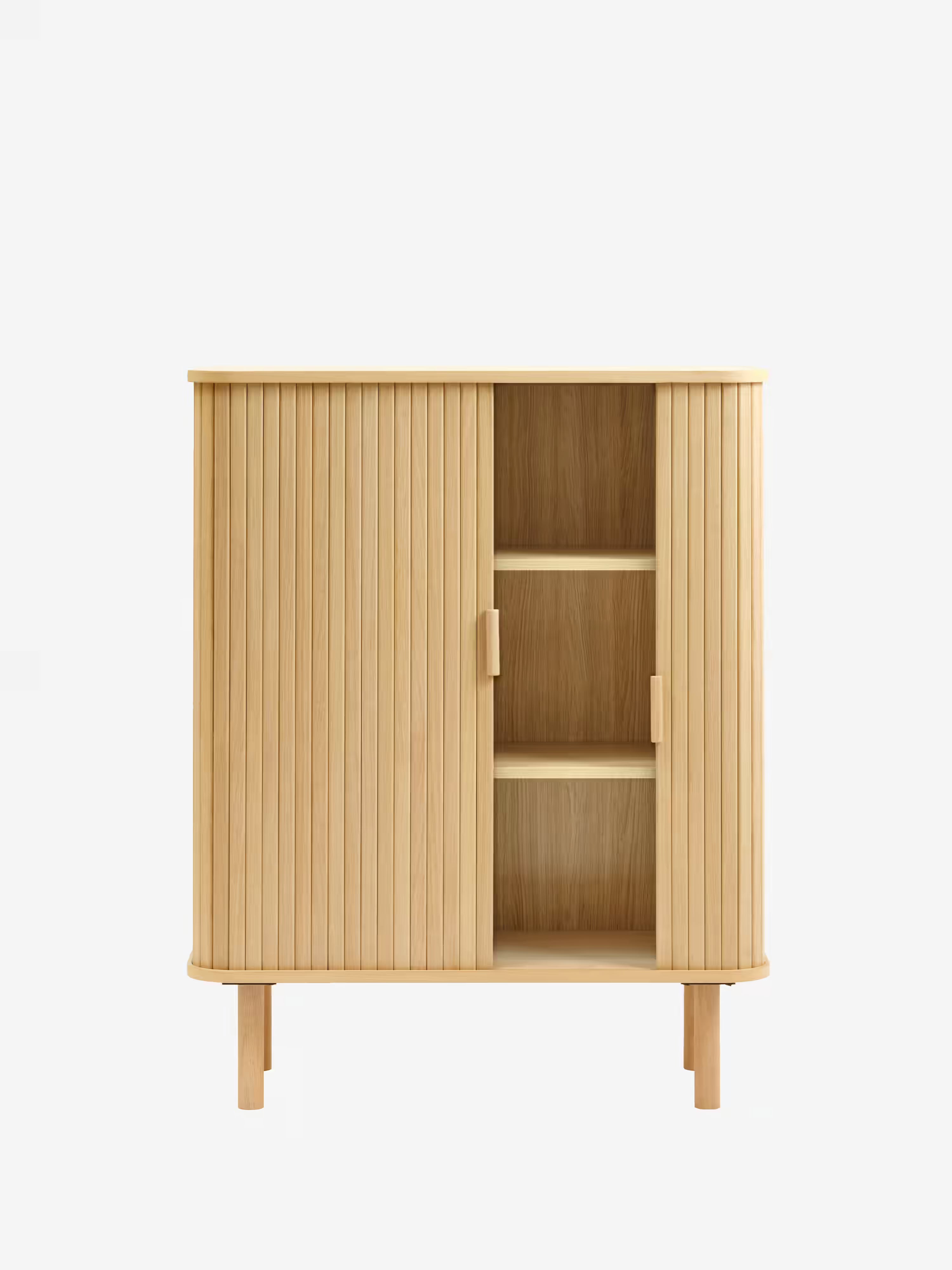 Cavo crédence haute plaquée chêne naturel - 2 portes 113 x 90 cm
