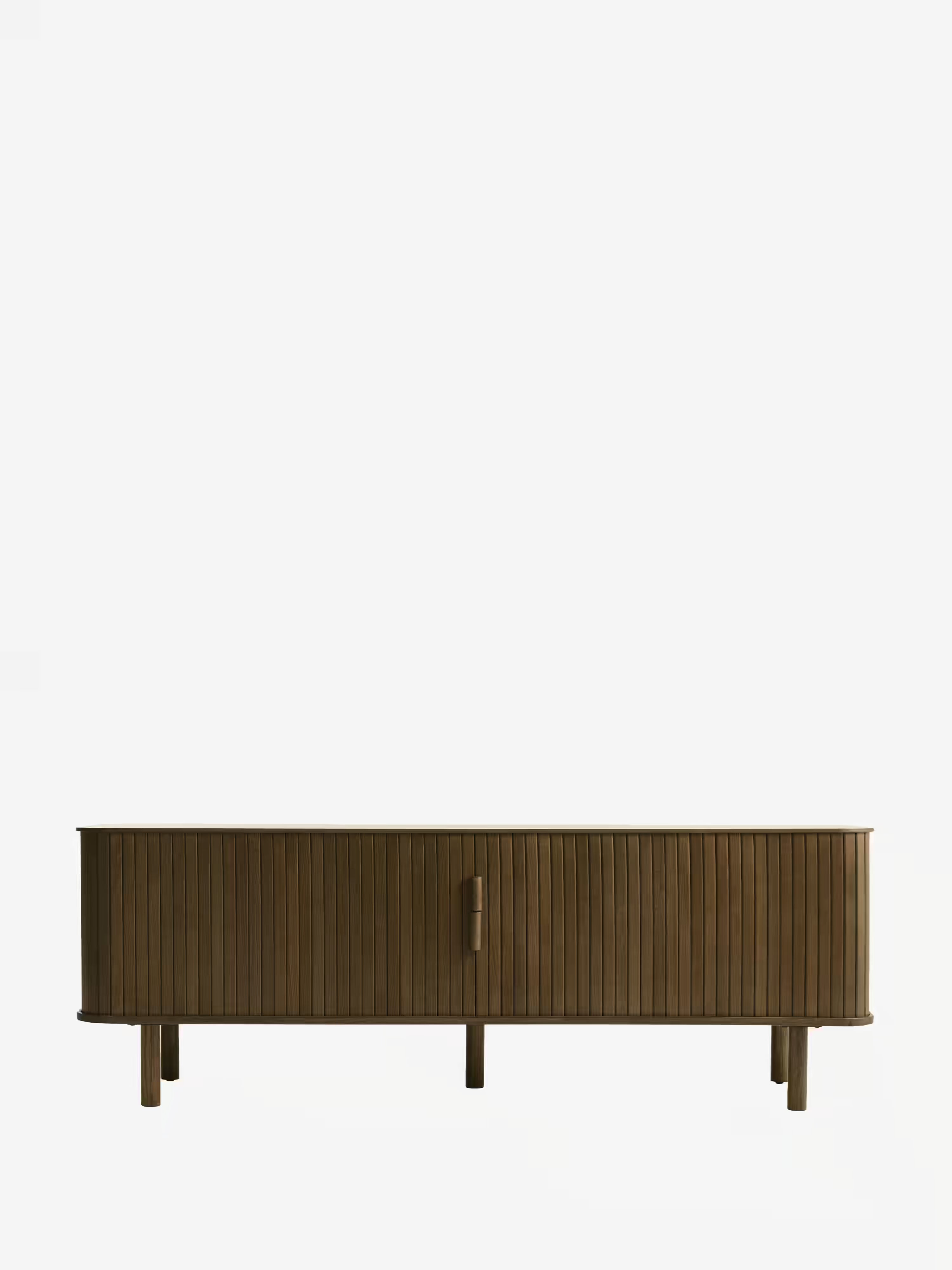 Cavo mueble TV de roble oscuro chapado | Diseño escandinavo 160 x 40 cm
