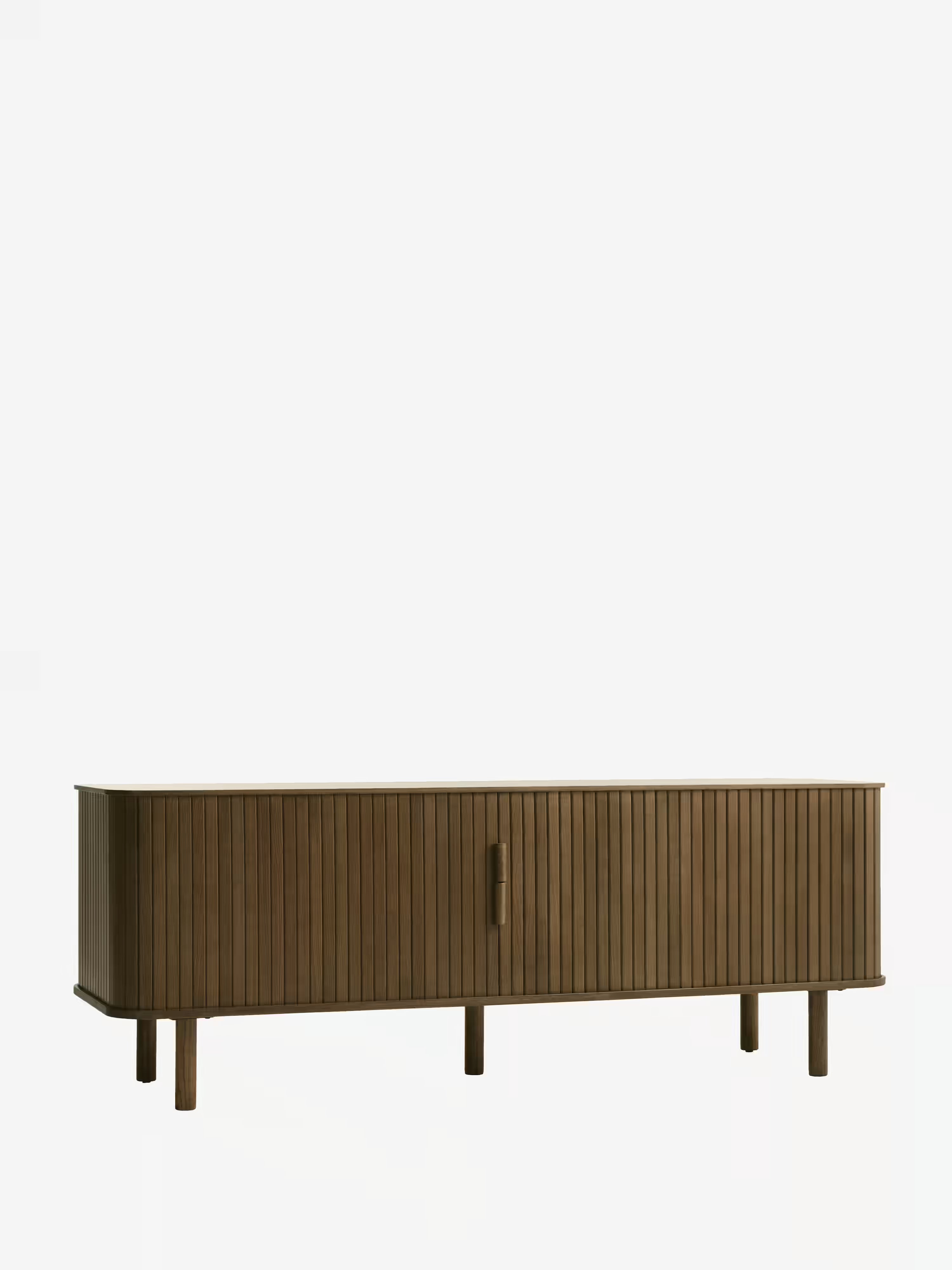 Cavo mueble TV de roble oscuro chapado | Diseño escandinavo 160 x 40 cm