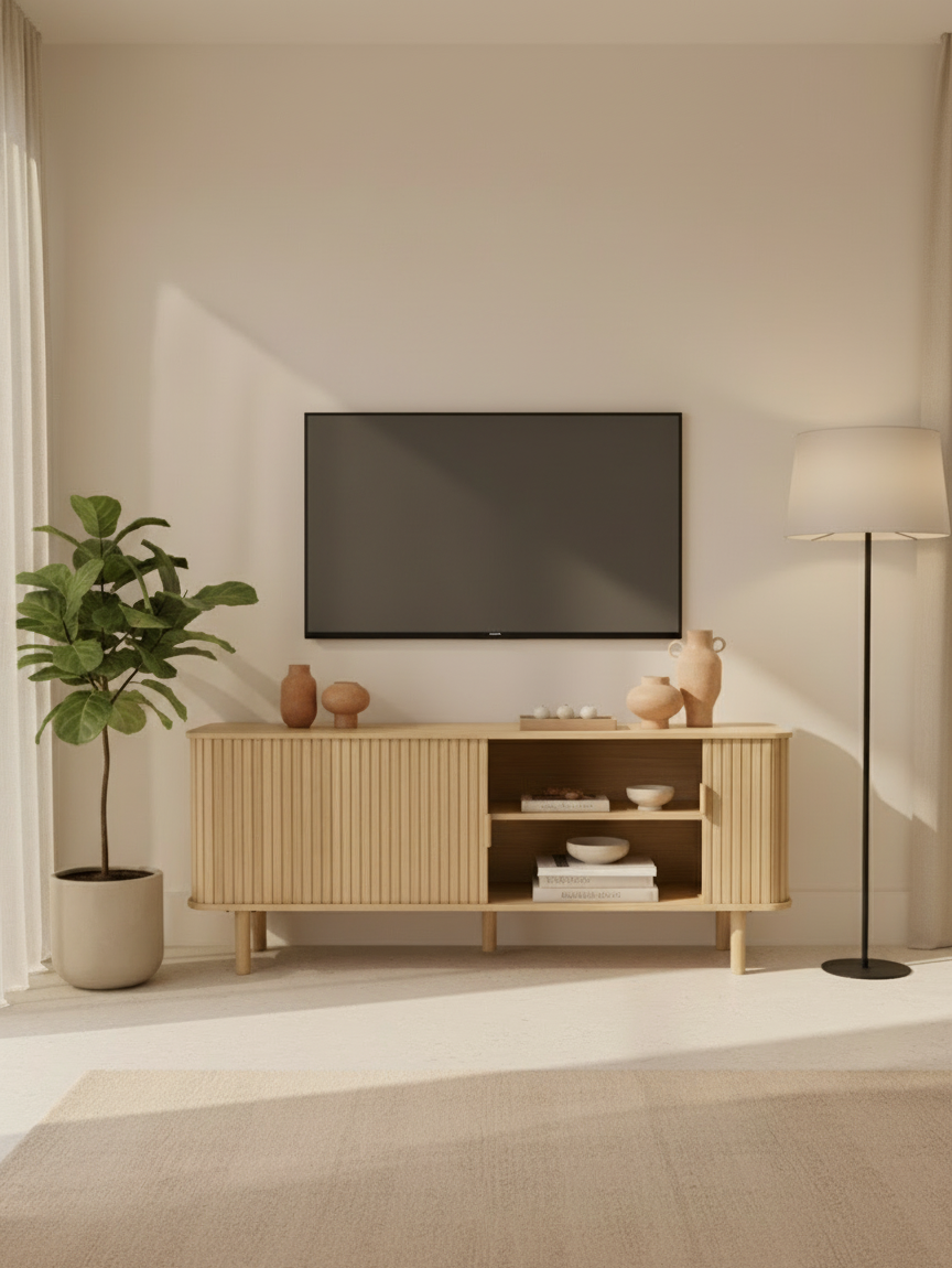 Cavo natural oak veneered TV unit | Scandinavian design 160 x 40 cm