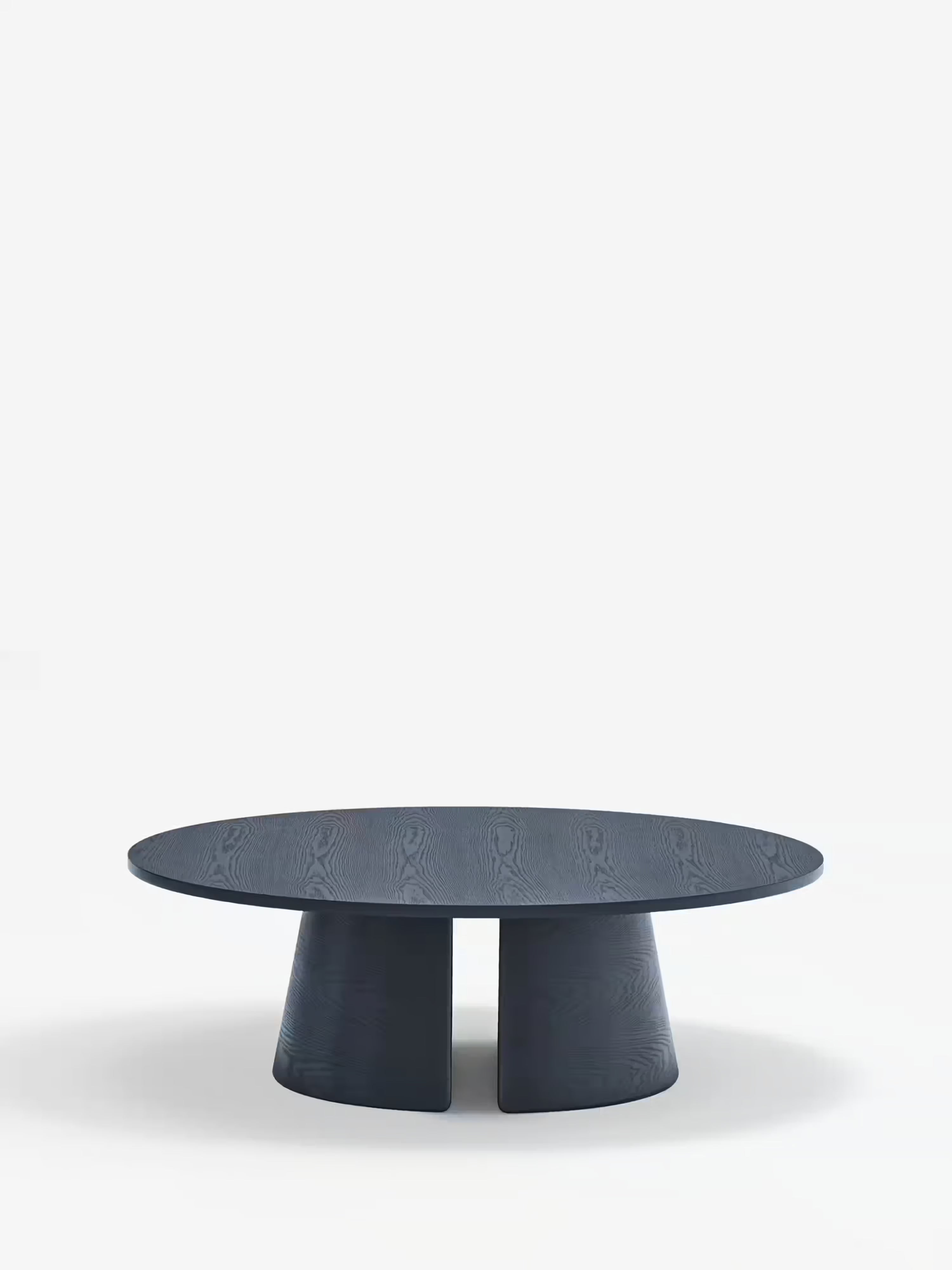 Cep Niedriger Couchtisch aus gebogenem Holz in Blau – minimalistisches Design 110 x 36 cm