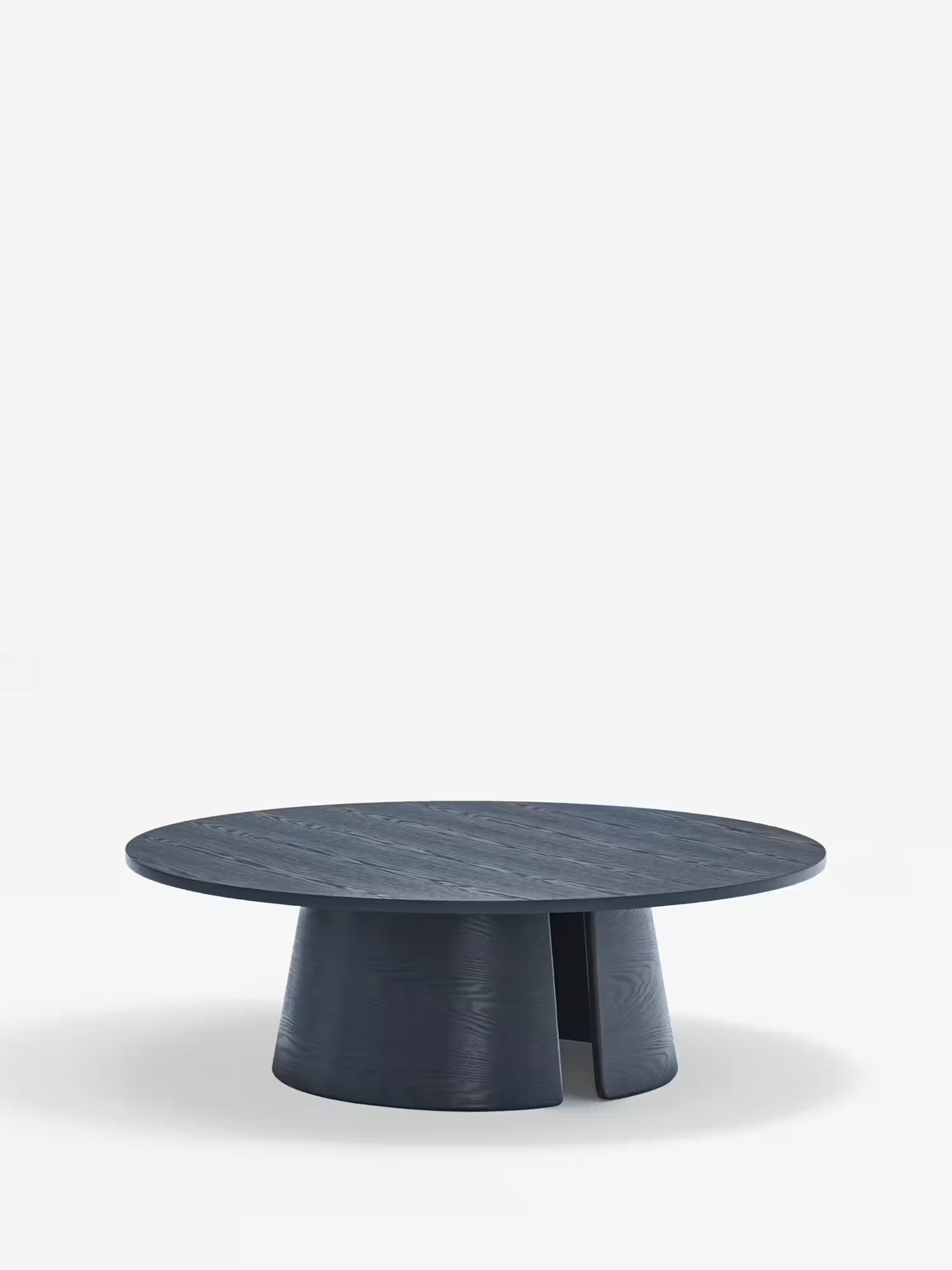 Cep Niedriger Couchtisch aus gebogenem Holz in Blau – minimalistisches Design 110 x 36 cm