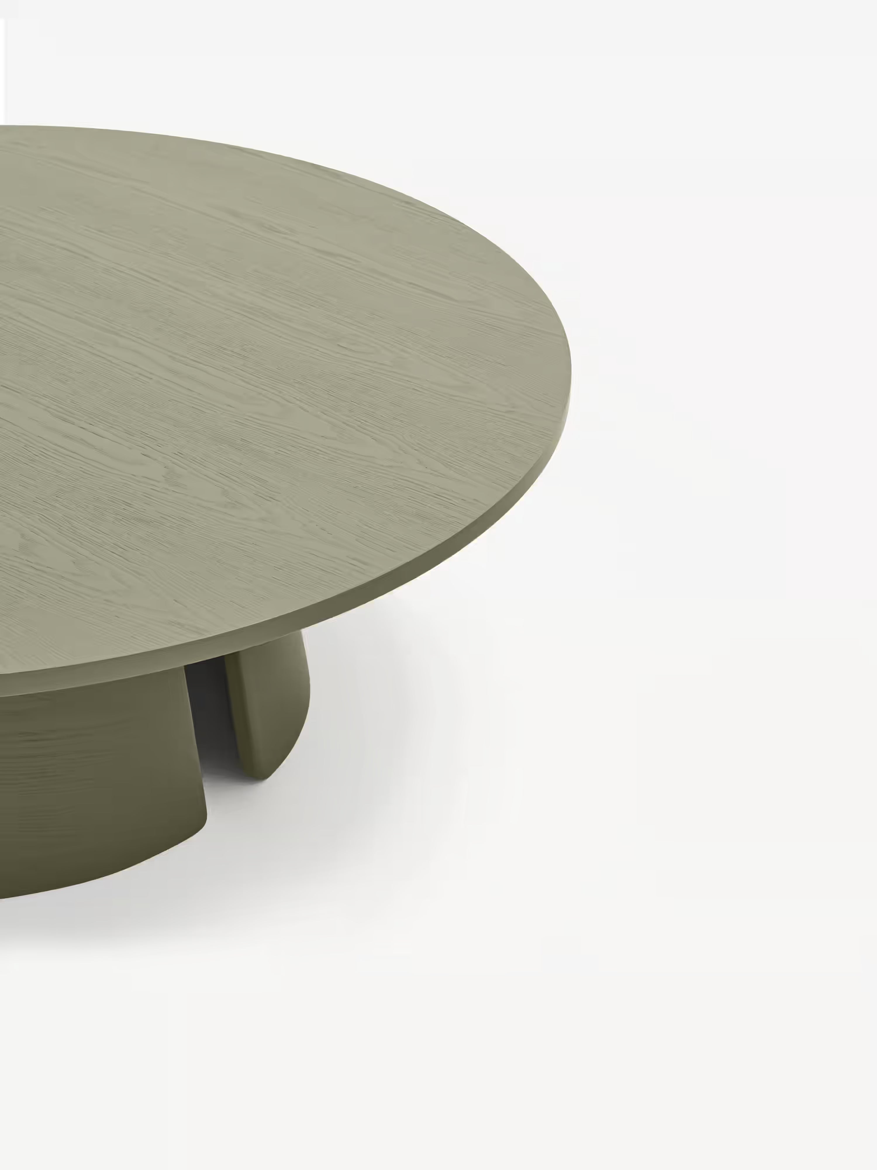 Cep Low Coffee Table in Curved Green Wood – Minimalist Design 110 x 36 cm