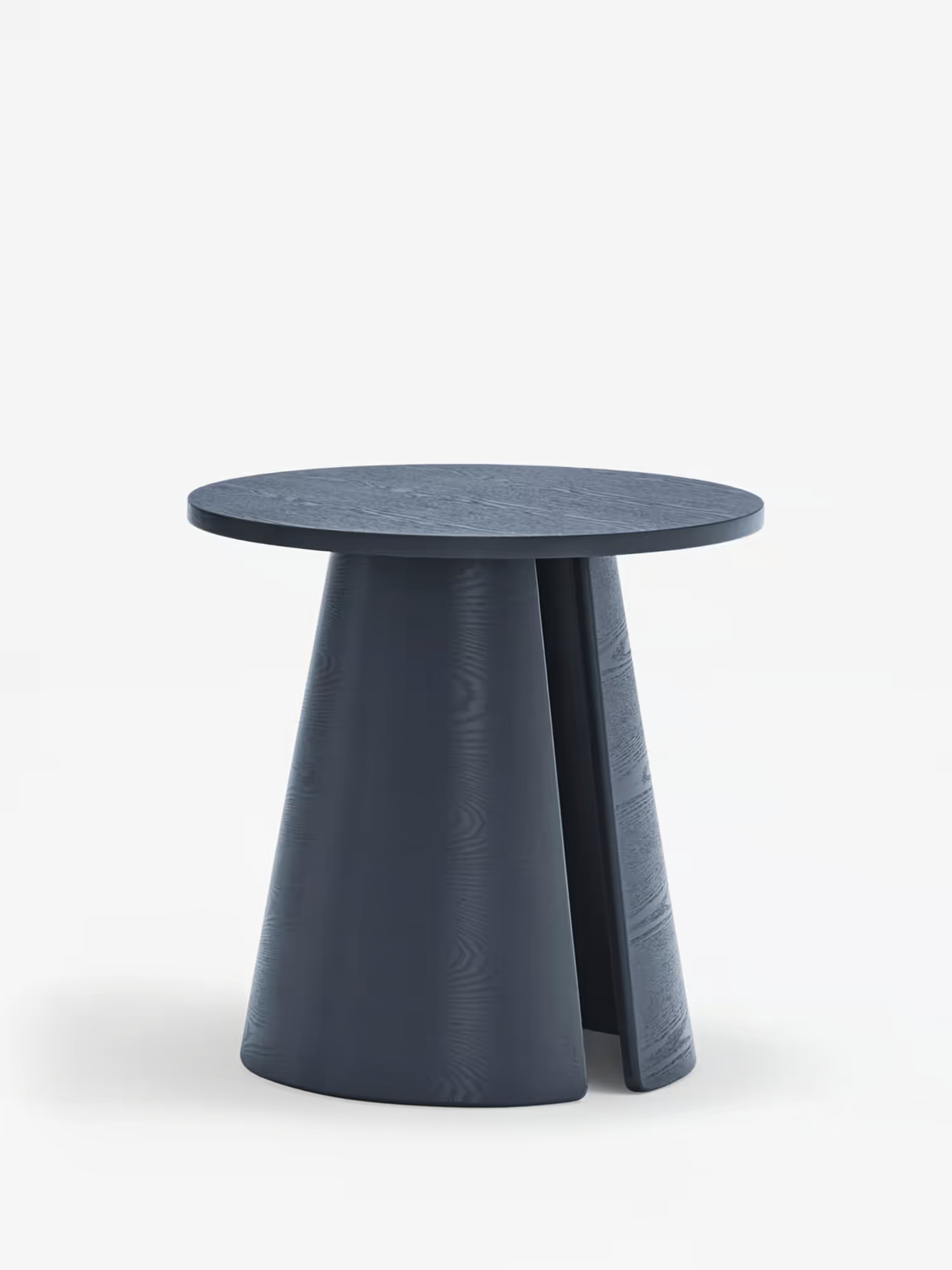 Cep Tavolino d’appoggio rotondo in frassino blu curvato - anche comodino 50 x 50 cm
