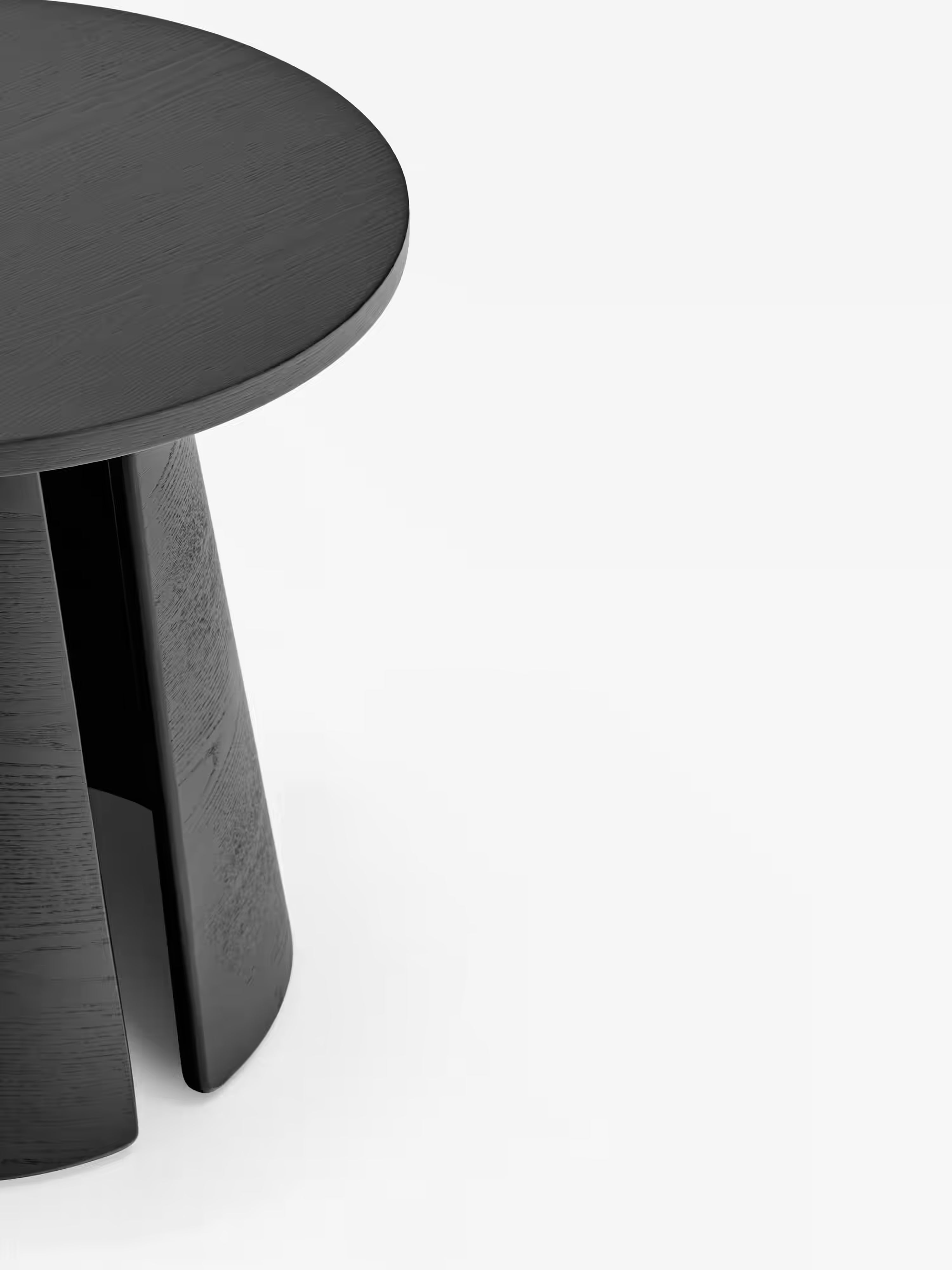 Cep Tavolino d’appoggio rotondo in frassino nero curvato - anche comodino 50 x 50 cm