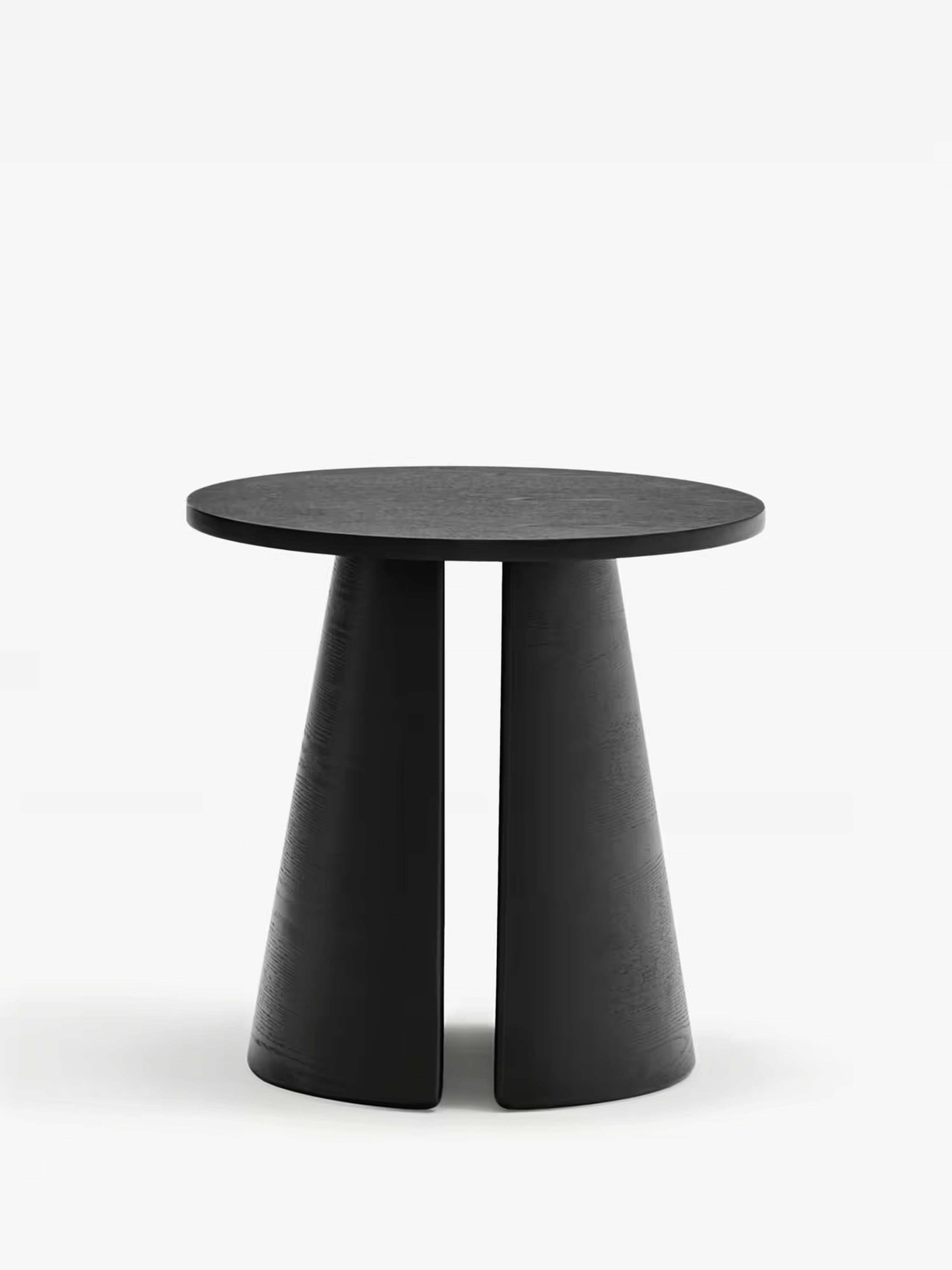 Cep Tavolino d’appoggio rotondo in frassino nero curvato - anche comodino 50 x 50 cm