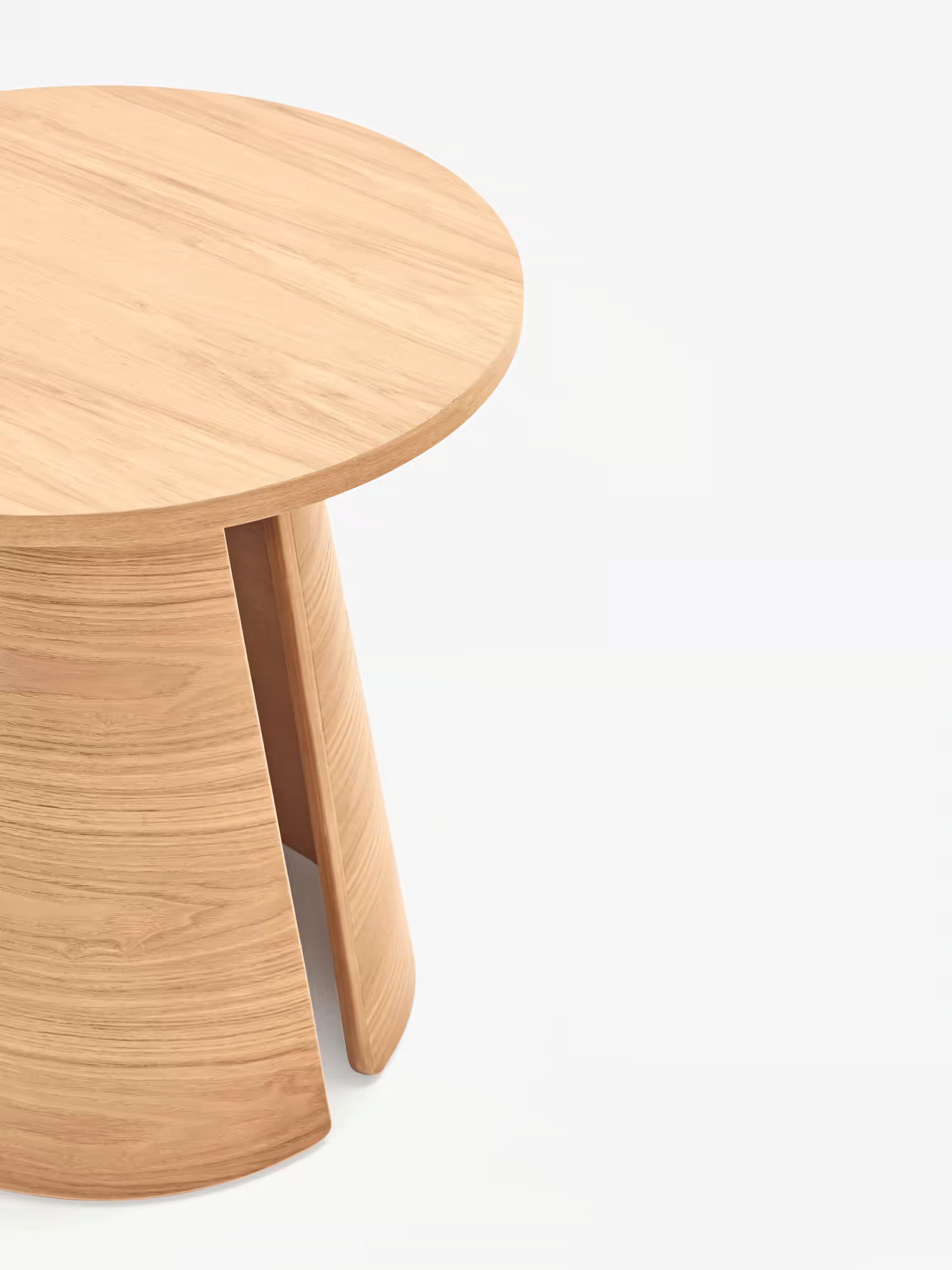 Cep Tavolino d’appoggio rotondo in rovere curvato - anche comodino 50 x 50 cm