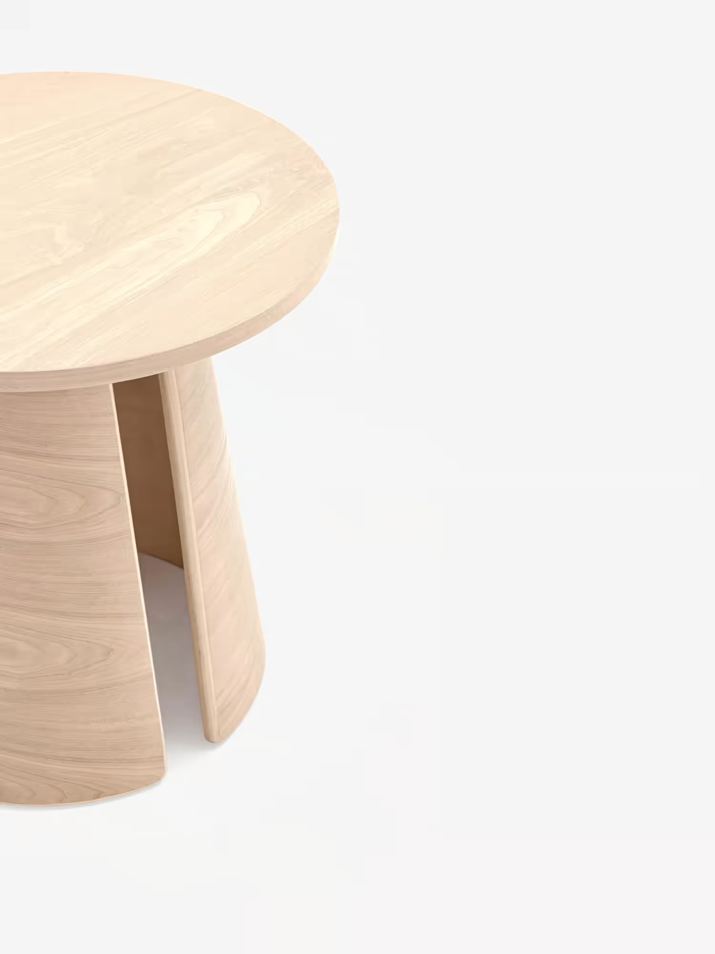 Cep Tavolino d’appoggio rotondo in rovere chiaro curvato - anche comodino 50 x 50 cm